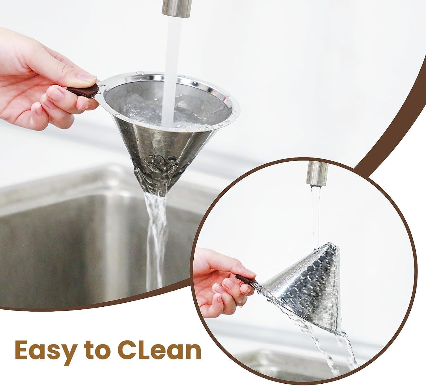 Pour Over Coffee Filter, CHDEXU Stainless Steel Coffee Dripper with Stand, Paperless Reusable Filter with Removable Cup