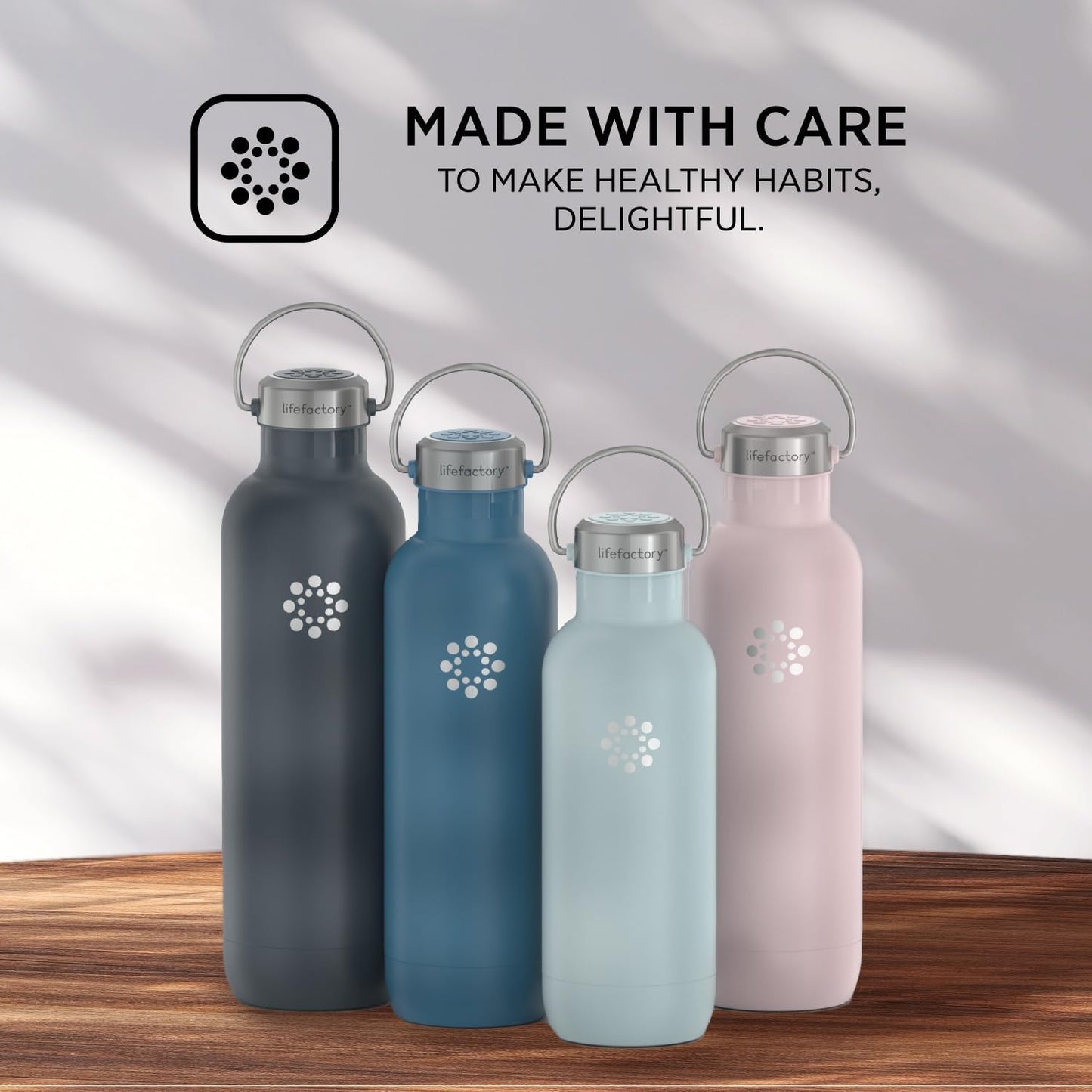 Lifefactory 24-Ounce Stainless Steel Vacuum-Insulated Sport Bottle, Dark Denim