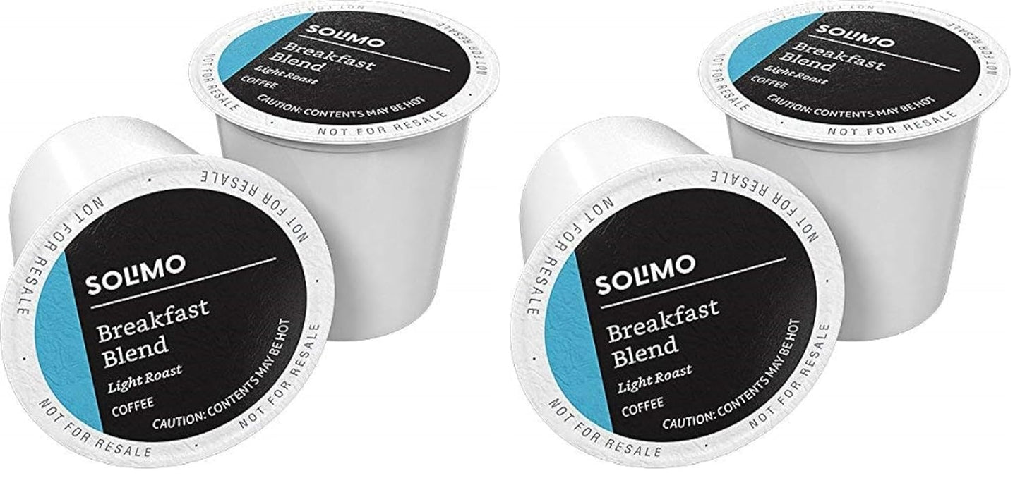 Amazon Brand - Solimo Light Roast Coffee Pods, Breakfast Blend, Compatible with Keurig 2.0 K-Cup Brewers, 100 Count (Pack of 2)