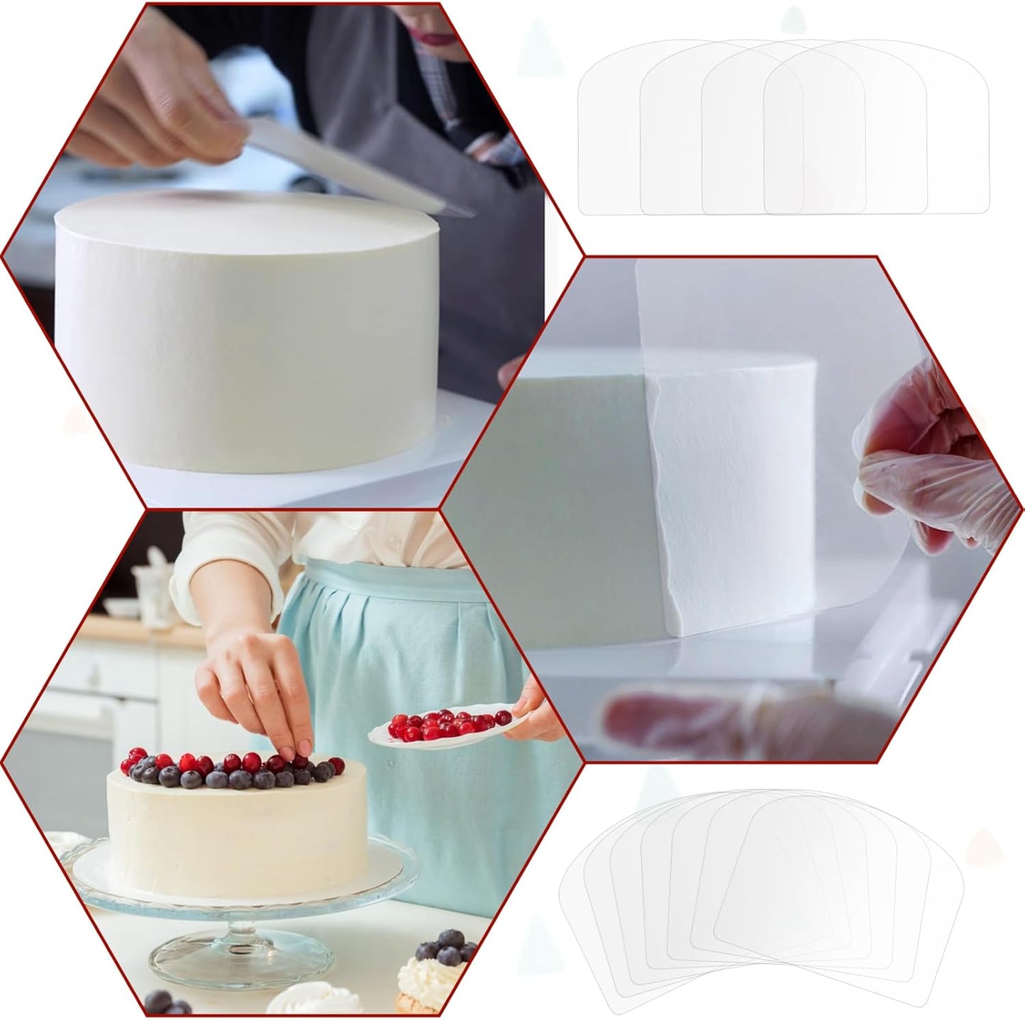 15 Pcs Transparent Cake Cream Scraper Plastic Cake Scraper Smoother Flexible Cake Smoother for Icing Fondant Smoother for DIY Kitchen Bakery Baking Cake Bread Pastry Decorating Supplies