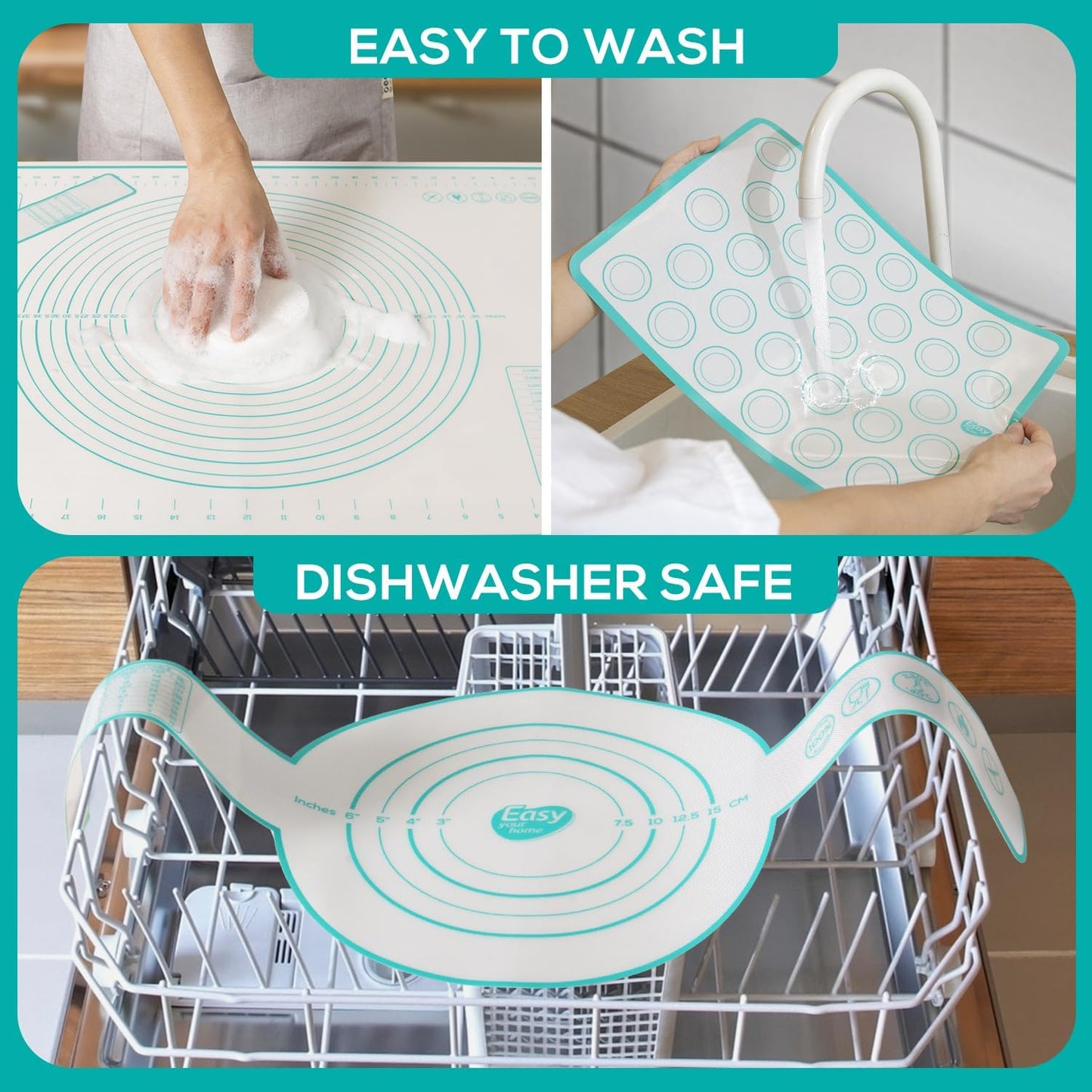 3PCS Silicone Bread sling & Silicone Baking Mat & Macaron Baking Sheet, Non-Stick Reusable Bread Making Tools for Kneading Dough Rolling Pastry and Baking Accessories