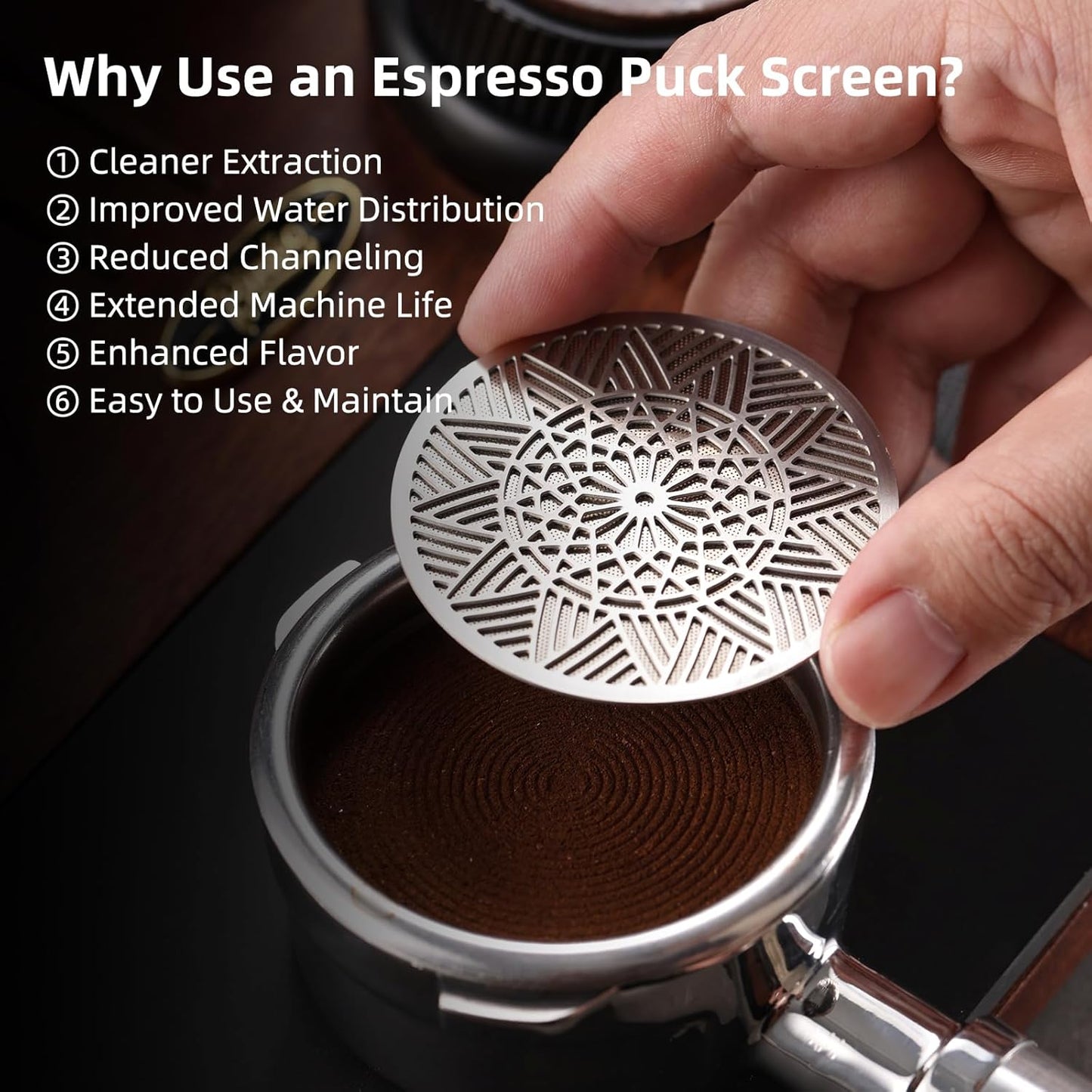 58.5mm Puck Screen - Metal Espresso Puck Screen Reusable Coffee Filter for Espresso Portafilter Filter Basket 58.5mm Thickness 150μm (1pack, 58.5 mm)