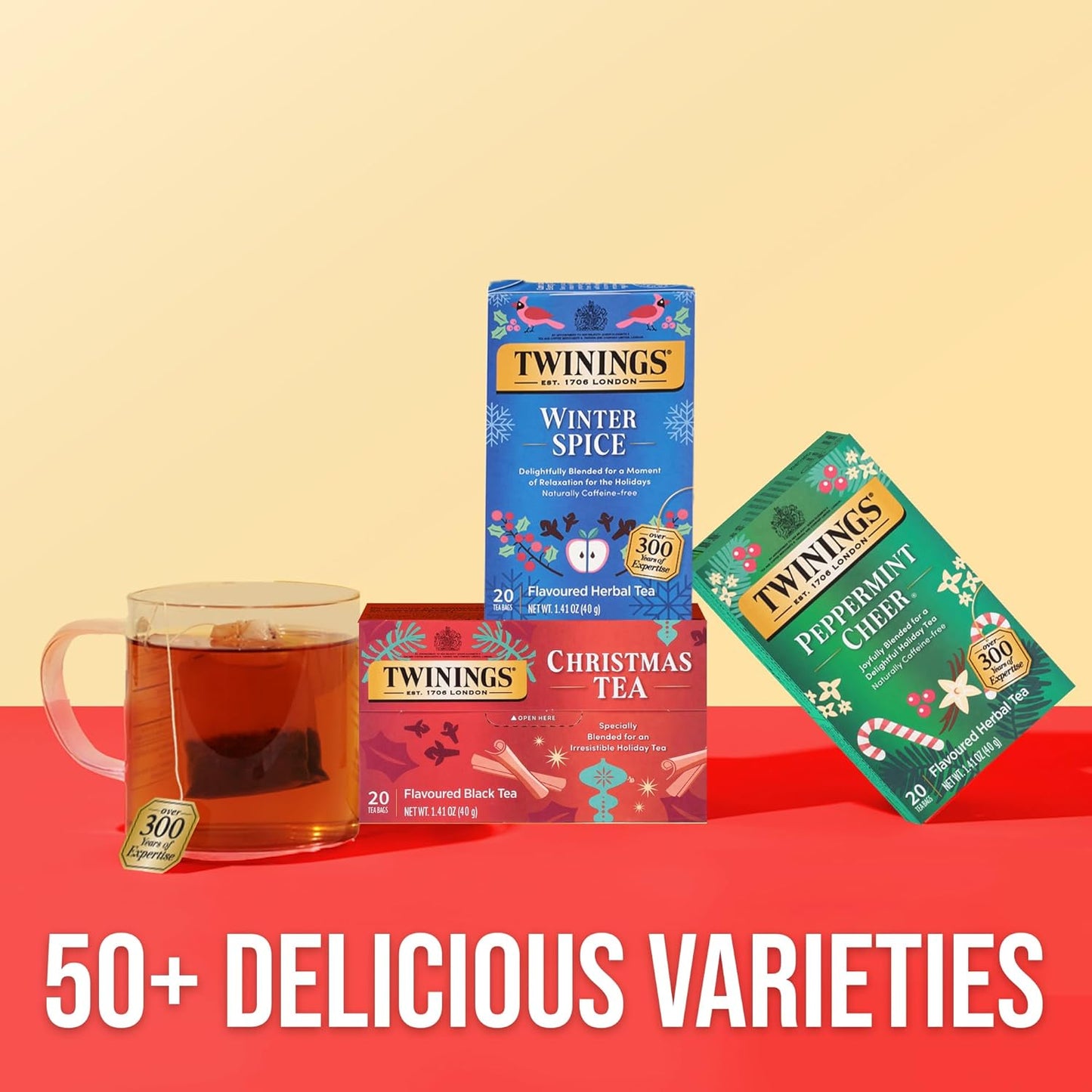 Twinings Winter Spice Herbal Tea Individually Wrapped, 20 Count (Pack of 1), Camomile, Apple, Cinnamon, & Clove, Naturally Caffeine-Free, Enjoy Hot or Iced, 20 Teabags