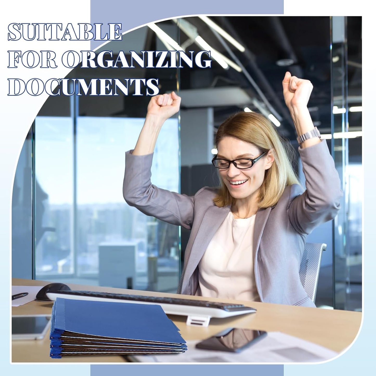 36 Pcs Classification Folders Letter Size, Back to School Supply for Teacher, Student, 3 Dividers Pressboard File Folder Bulk with 2 Fasteners, 3.5 Inch Expanding File Organizer (Dark Blue)