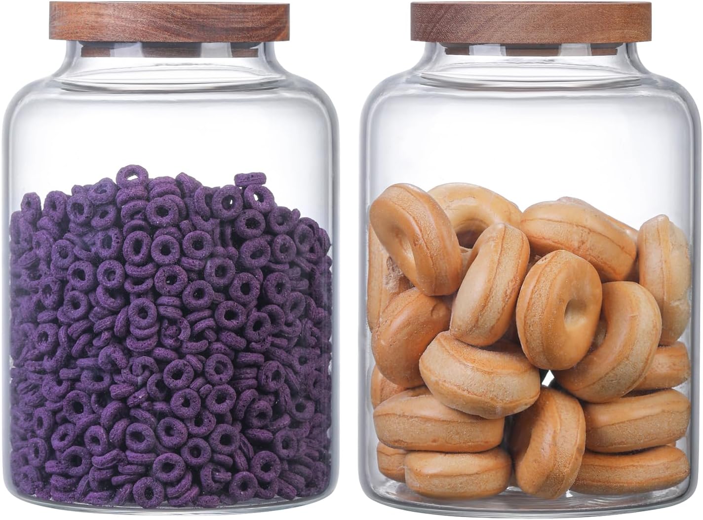 Large Glass Jar with Lid Set of 2, Glass Sugar Containers Kitchen Canisters Pantry Glass Food Storage Container for Candy Coffee Bean Cereal Flour Cookies (67oz(2000ml)-2 pack)