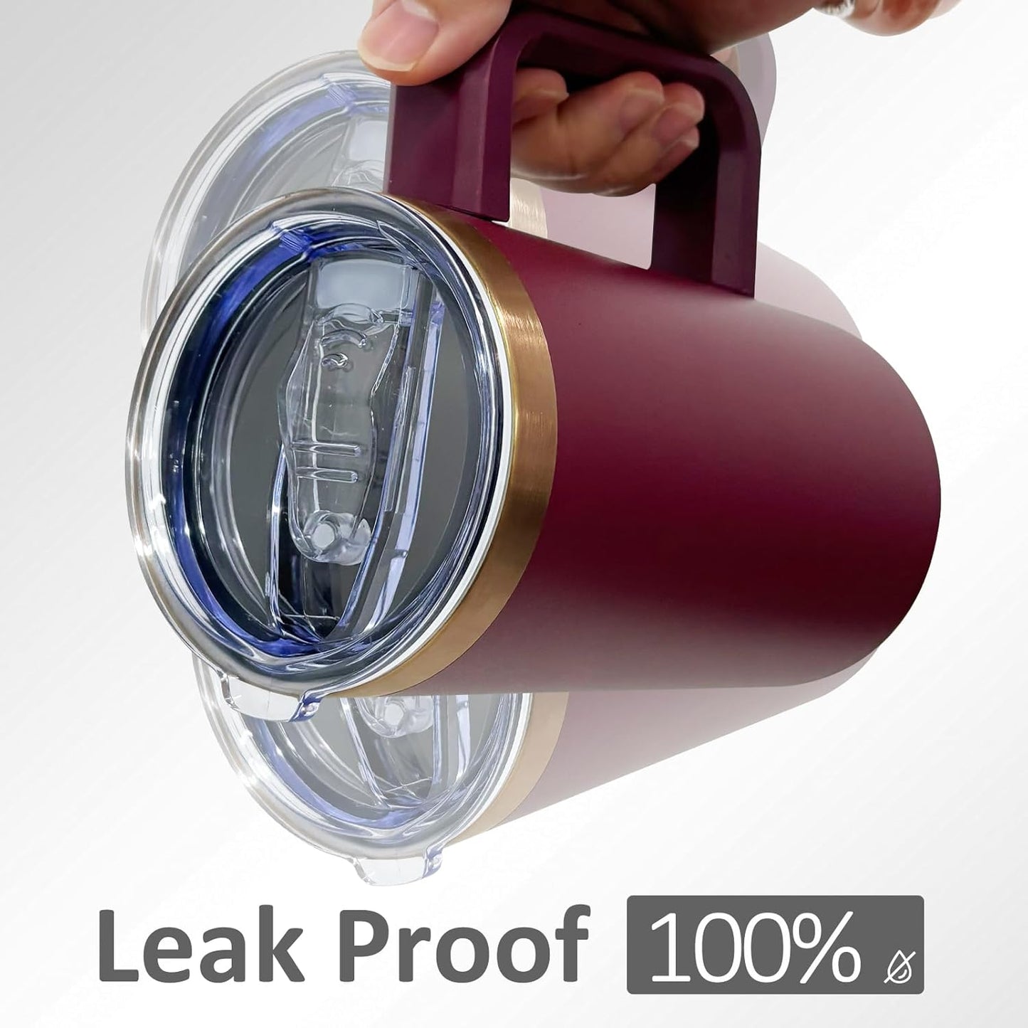 20 oz Insulated Coffee Mug with Lid, Stainless Steel Coffee Tumbler Bulk, Double Wall Vacuum Travel Mug with Handle, Leakproof Powder Coated Coffee Cups for Hot and Cold Drinks (Red,1 pack)