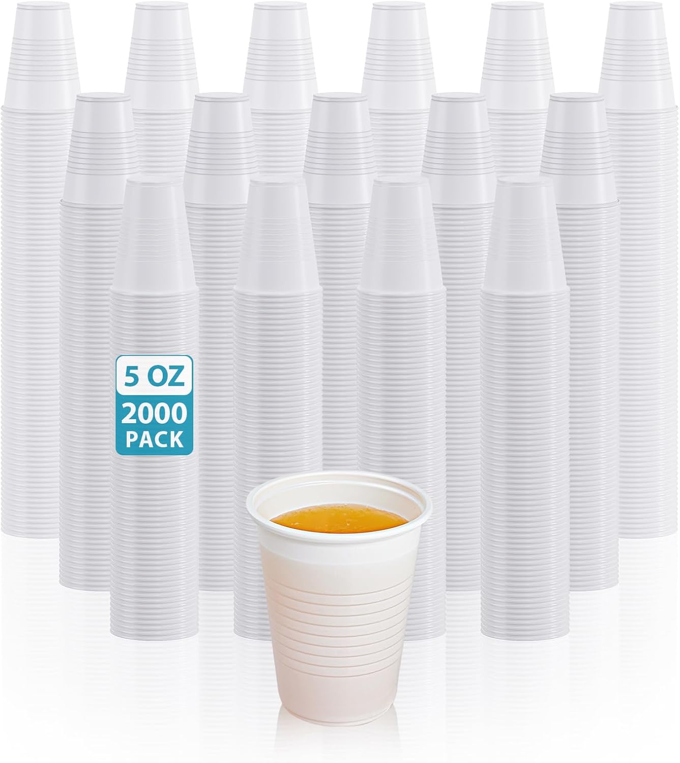 Lilymicky 2000 PACK 5 oz White Plastic Cups, 5 Ounce Disposable Plastic Bathroom Cups for Tasting, Drinking