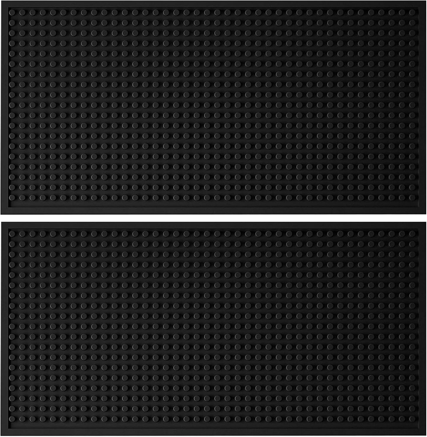 Tioncy 2 Pcs Bar Mat 6 x 12 Inch Bar Mat for Countertop Non Slip Rubber Bar Service Mat Cocktail Coffee Bar Mats for Home Bar Bartending Barbershop, Black