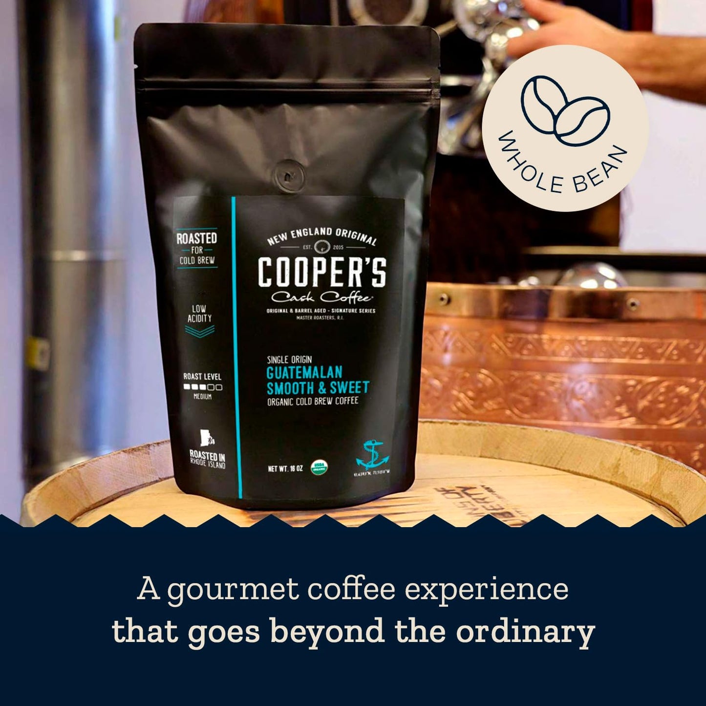 Organic Cold Brew Coffee - Guatemalan Coffee Beans Crafted For Cold Brewing - Whole Bean, Medium Roast, 16oz (Whole Bean)