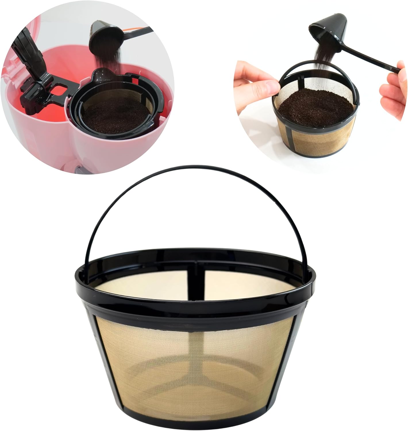 Reusable Coffee Filter Compatible with Mr. Coffee, Black+Decker, Cuisinart, Hamilton Beach and other standard 8-12 cup drip coffee makers, Eco-Friendly BPA Free Replacement for Paper Filters (1 Pack)