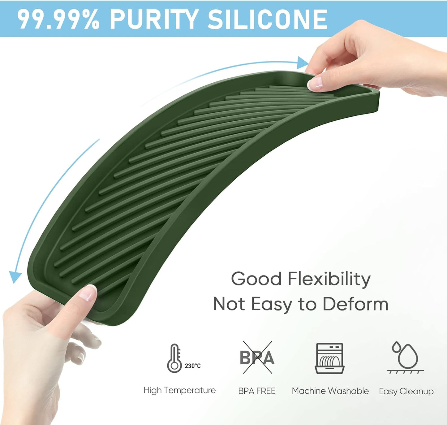 EG-SIPRO Kitchen Sink Organizer Tray,Sponge Holder for Kitchen Sink Bathroom Counter Tray Sponge Caddy Silicone Soap Holder for Soap dispenser, Bottle, Dishwashing Accessories(2-pack)