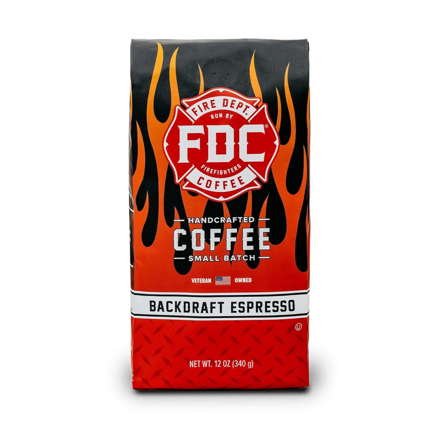 Fire Department Coffee - Gives Back to Firefighters - Backdraft Espresso Ground Coffee - Smooth & Rich - Roasted in the USA - Handcrafted with Premium Coffee Beans - Veteran Owned - 12 oz
