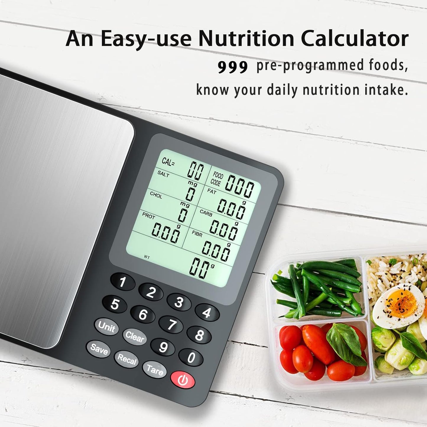Fuzion Nutrition Food Scale, Digital Food Scale for Weight Loss, Calculating Food Facts, Macro, Calorie, Meal Prep, Portion Control, Stainless Steel