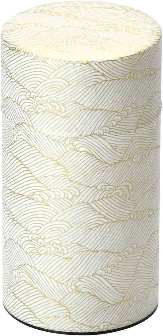 Japanese Pokkan Coffee Spice Tea Tin Canister Washi Paper Storage with Lid 7.05 oz Capacity (Kenran Nami)