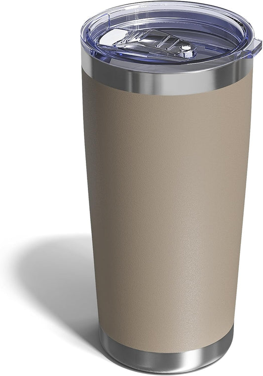 Travel Coffee Tumbler 20oz, 1 Pack Leakproof Travel Coffee Mug with Lid and Straw, Stainless Steel Double Wall Vacuum Insulated Tumbler for Hot/Iced Drinks (Textured Matte, Brown)