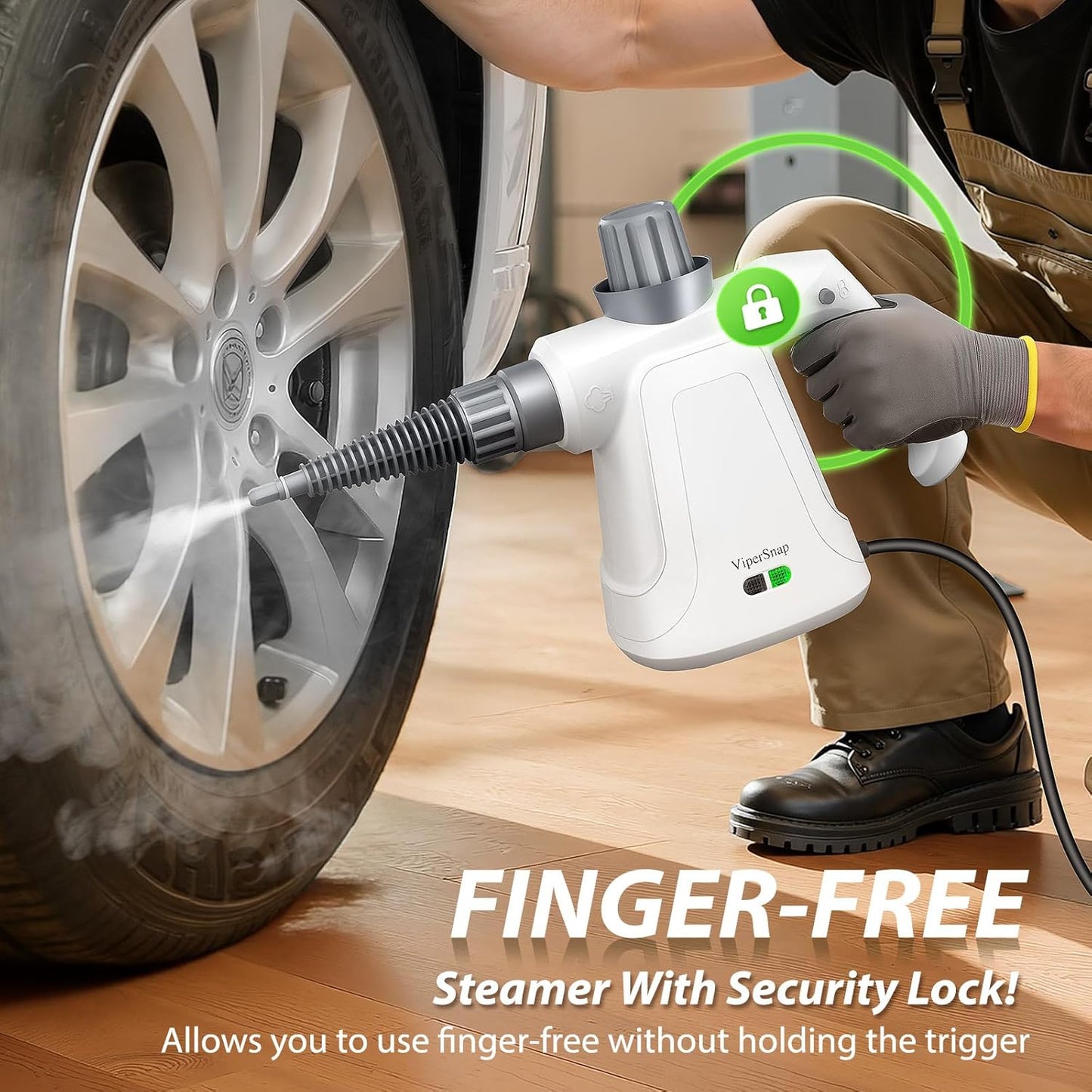 Steam Cleaner, 15.2OZ Hands-free Steamer for Cleaning with 14PCS Accessories & Safety Lock, Chemical-Free Pressurized Handheld Steam Cleaner for Home, Car, Furniture, Grease, Grout, Floor