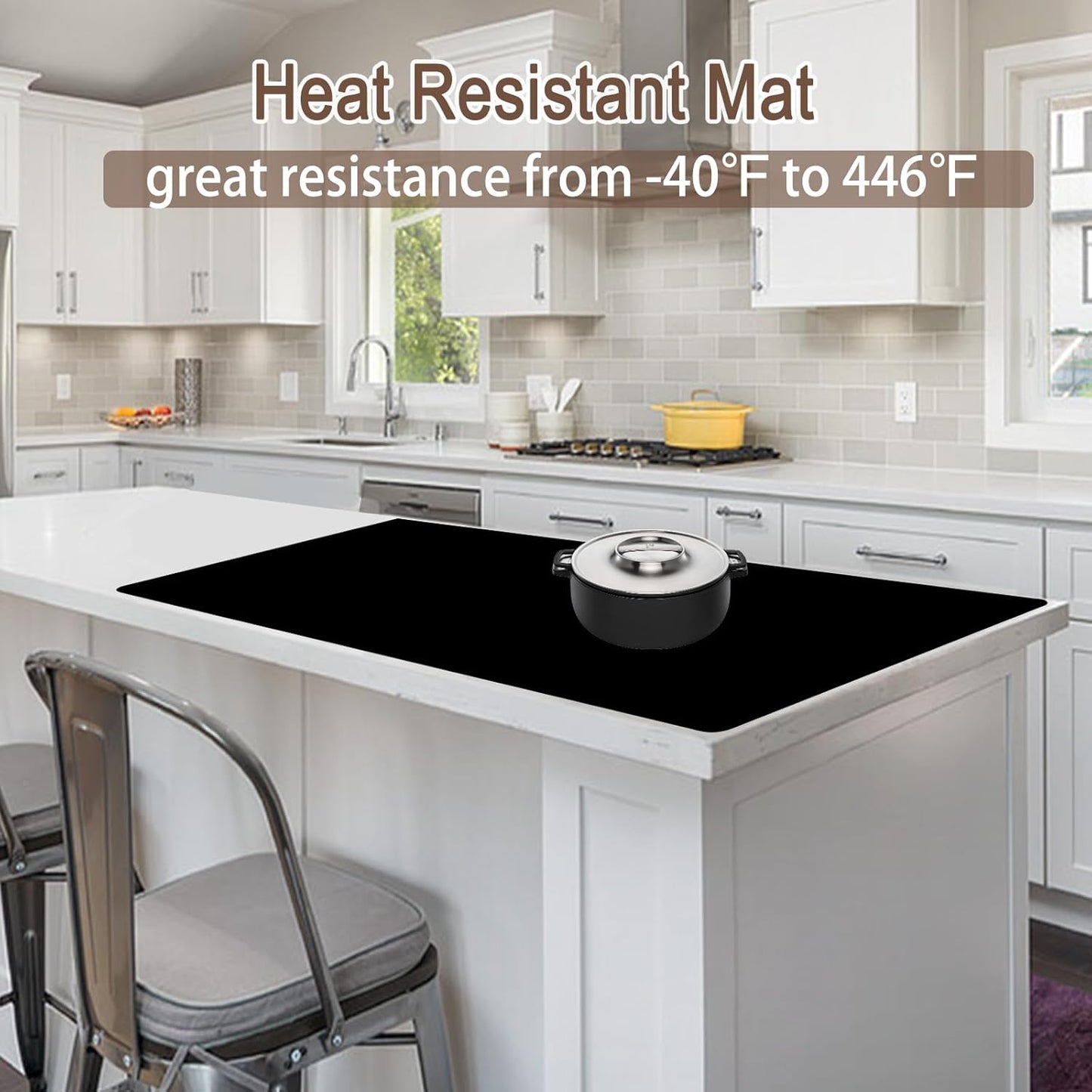 Silicone Mats for Kitchen Counter, 48"x32"(120cmx80cm) Large Heat Resistant Mat Kitchen Island Waterproof Countertop Protector Mat Nons-slip Extra Large Counter Mat, Dark Gray