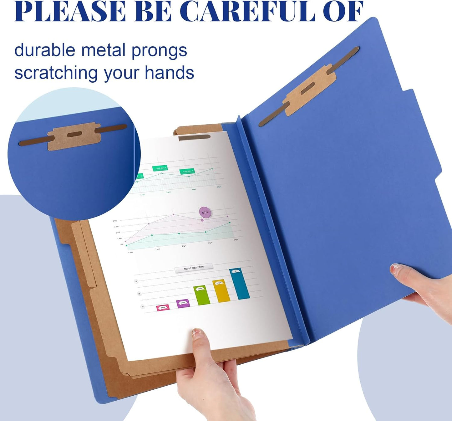 48 Pcs Classification Folders Letter Size, Back to School Supply for Teacher, Student, 3 Dividers Pressboard File Folder Bulk with 2 Fasteners, 3.5 Inch Expanding File Organizer (Dark Blue)