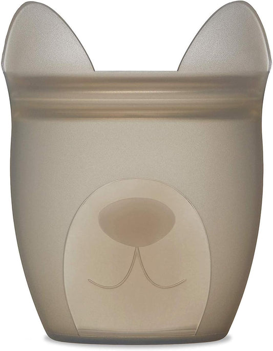 Zip Top Reusable 100% Silicone Baby + Kid Snack Containers- The only containers that stand up, stay open and zip shut! No Lids! Made in the USA - Gray Dog
