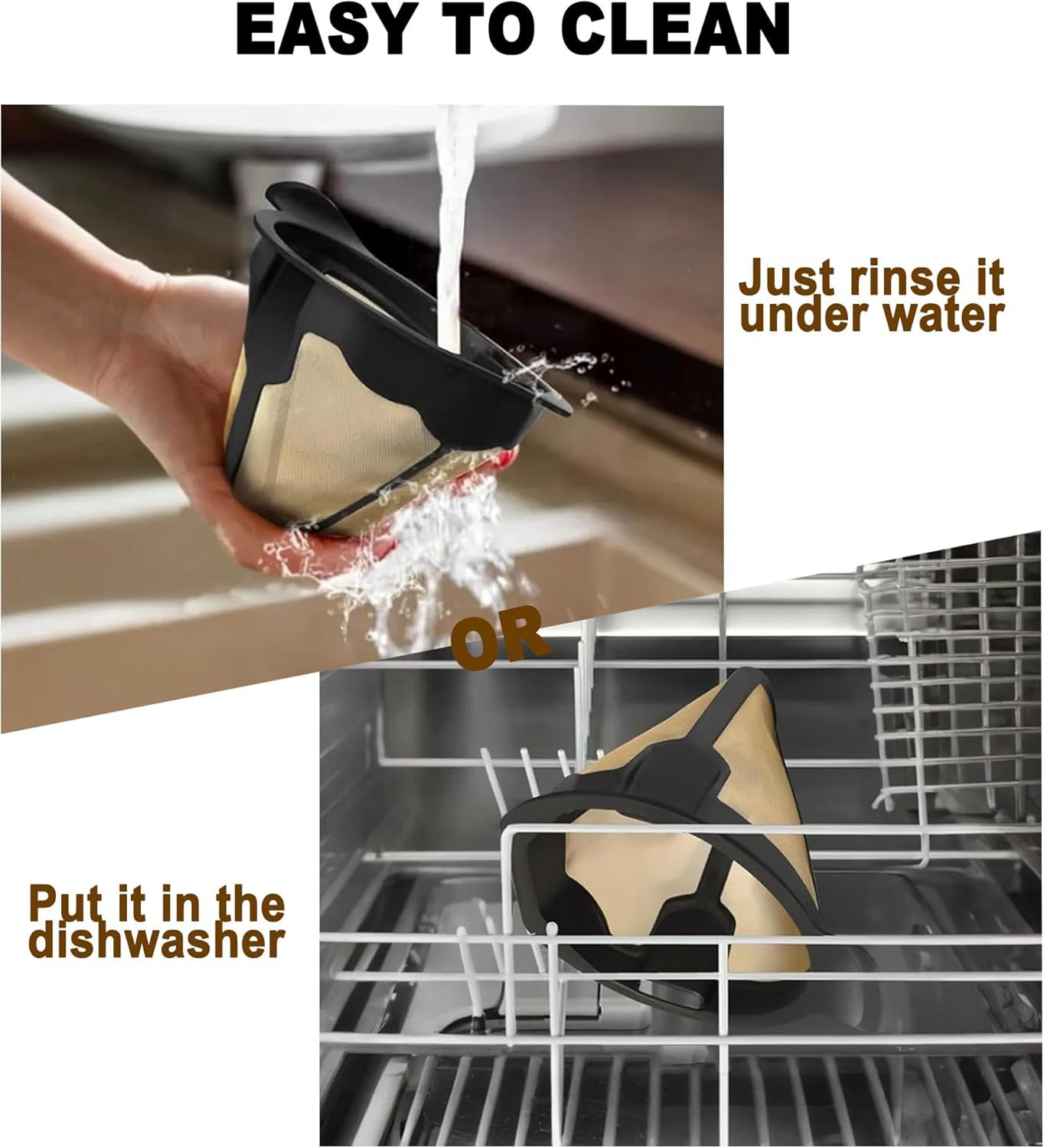 Reusable Coffee Filter Basket for Ninja, Stainless Steel Cone Coffee Permanent Filters, Replacement Parts for Ninja Coffee Maker CM300/305/401|CP300/301/305/307/307C