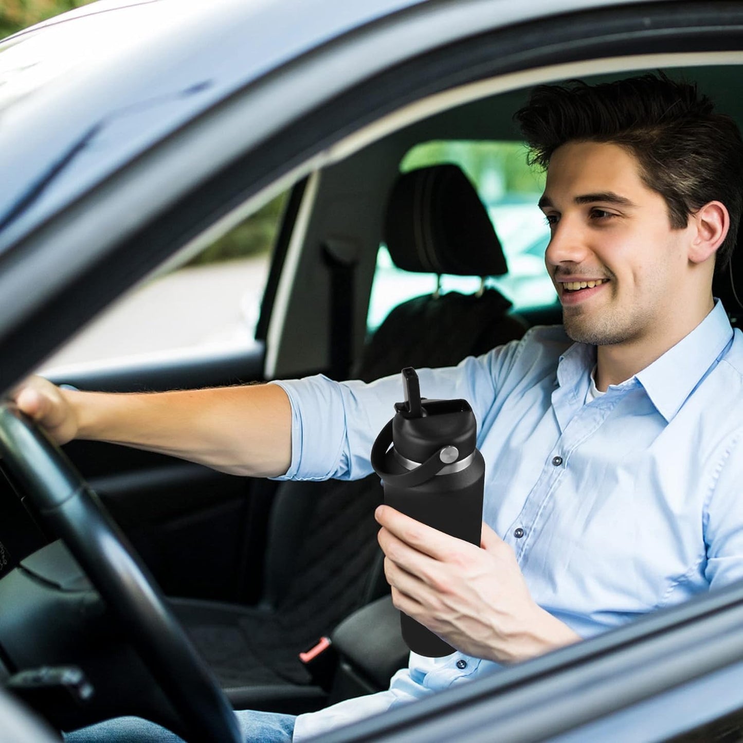 HYDROWION Water Bottle Stainless Steel,Vacuum Insulated Leak Proof Tumbler 32oz with Straw Lid, Spout Lid and Flex Cap(Cold for 48 Hrs, Hot for 24 Hrs), Fit in Any Car Cup Holder, Moss