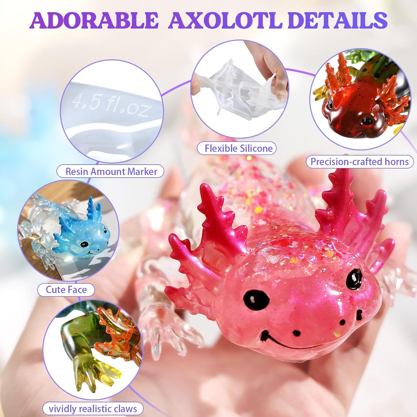 Let's Resin Large Axolotl Resin Molds Silicone, 3D Detailed Animal Silicone Molds, Flexible Effortless Demoldable Epoxy Resin Molds, Thickened Deep Epoxy Molds for Art Crafts, Gift, and Home Decor