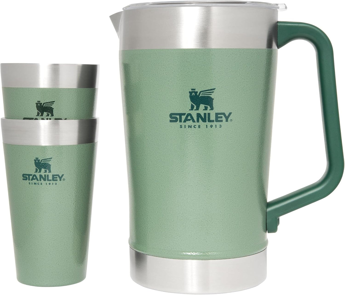 Stanley Stay-Chill Pitcher 64 oz | Cold Water, Beer, and Drink Pitcher with Lid | Large Capacity Durable Beverage Container with Handle | Insulated Stainless Steel | BPA-Free | Hammertone Green