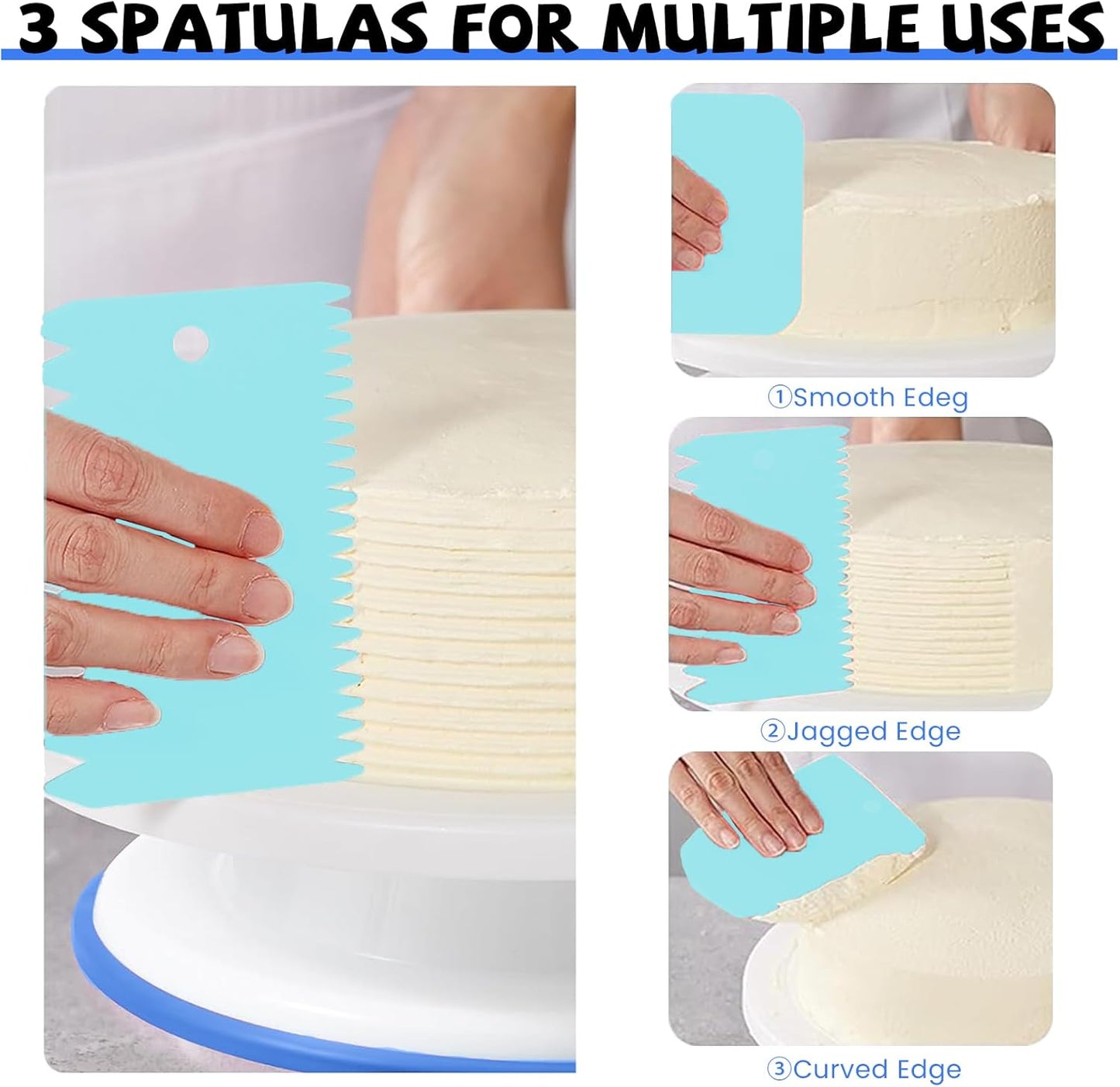 Uten 60PCs Cake Decorating Supplies Kit, Cake Decorating Stand Set with 11'' Cake Turntable, 48 Numbered Icing Piping Tips, 2 Spatulas, 3 Icing Comb Scraper, 1 Scissor, 1 Piping Bags, Baking Tools