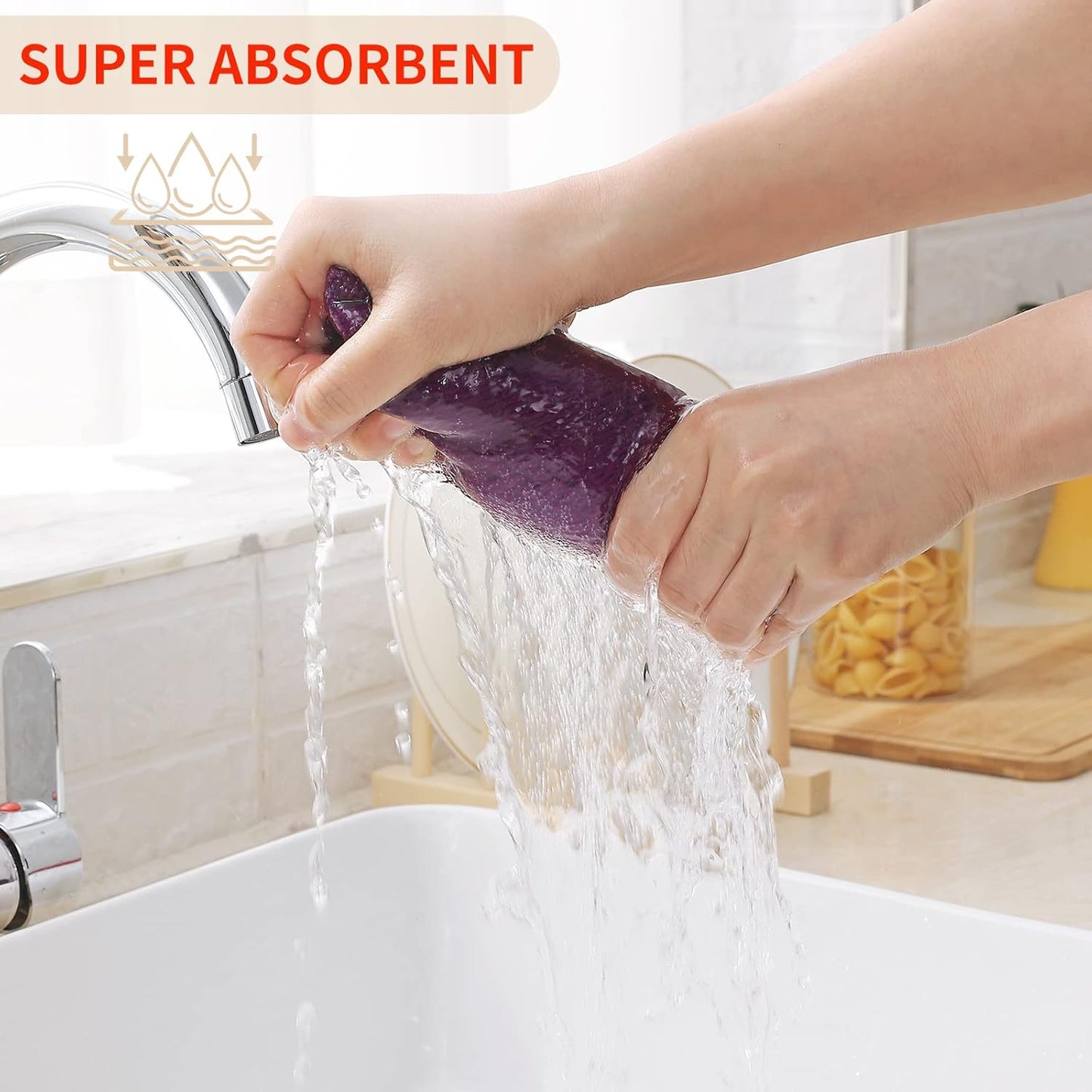 Kitinjoy 100% Cotton Waffle Weave Kitchen Towels, 4-Pack Super Soft and Absorbent Dish Towels for Drying Dishes, Kitchen Hand Towels, 13 in x 28 in, Violet