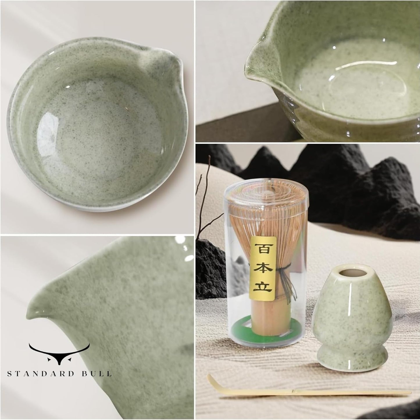 Matcha Whisk Set – Ceramic Bowl, Bamboo Chasen, Chashaku & Holder | Japanese Matcha Kit for Beginners, Traditional Matcha Set for Ceremonial Tea Preparation
