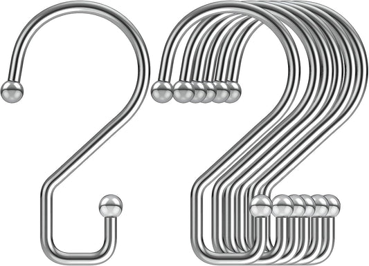 S Hooks, Small Metal S Hanging Hooks with 2 Shapes, Reversible, Heavy Duty, 3 Inch, Silver, 12 Pcs