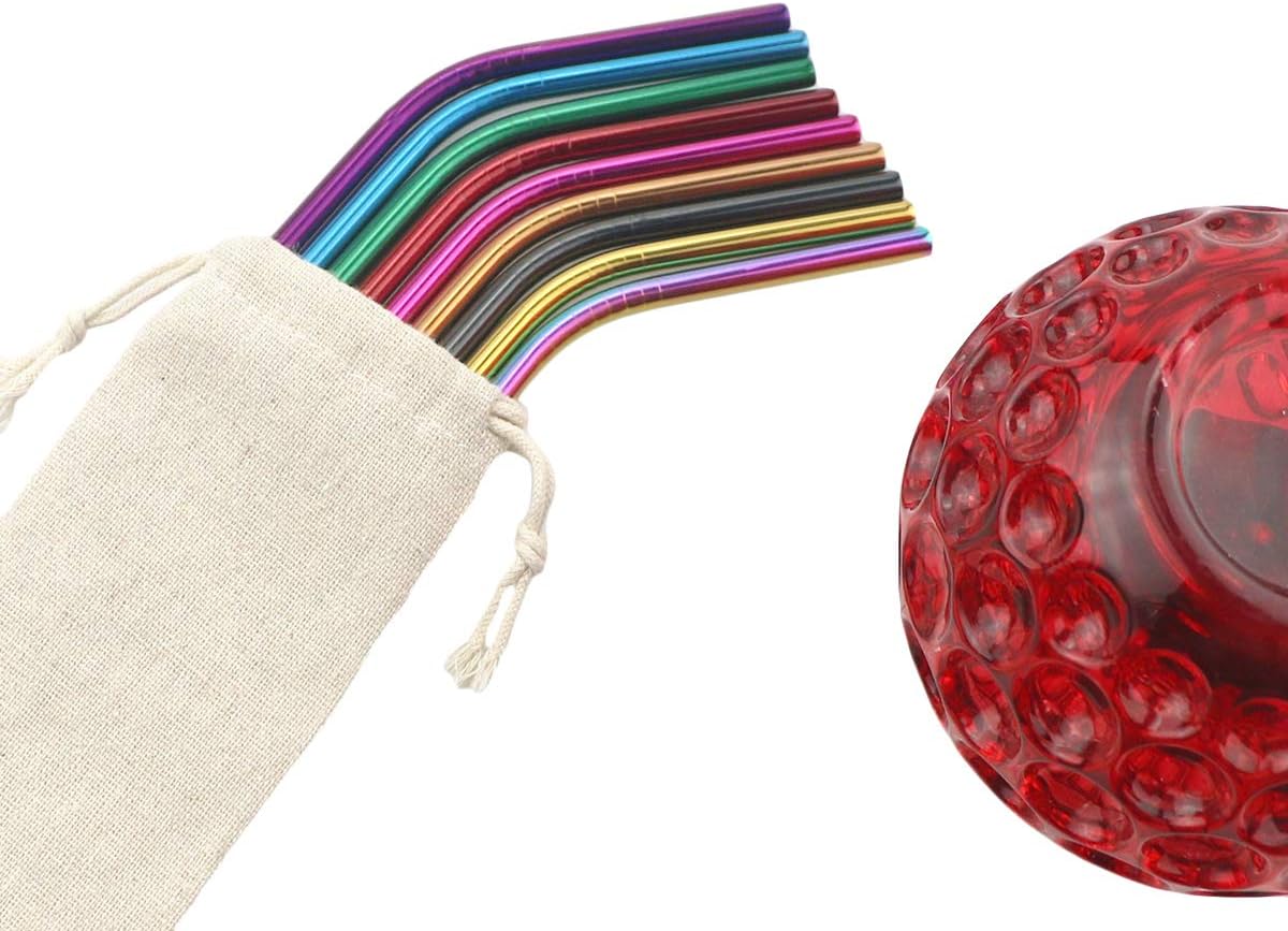 Gugrida Metal Straws Stainless Steel Straws 8.5" Drinking Straws Reusable 4 Set - Ultra Long Muti Color-Cleaning Brush for 20/30 Oz for Trail Tumblers Yeti RTIC SIC Ozark (2 Straight|1 Bent|1 Brush）