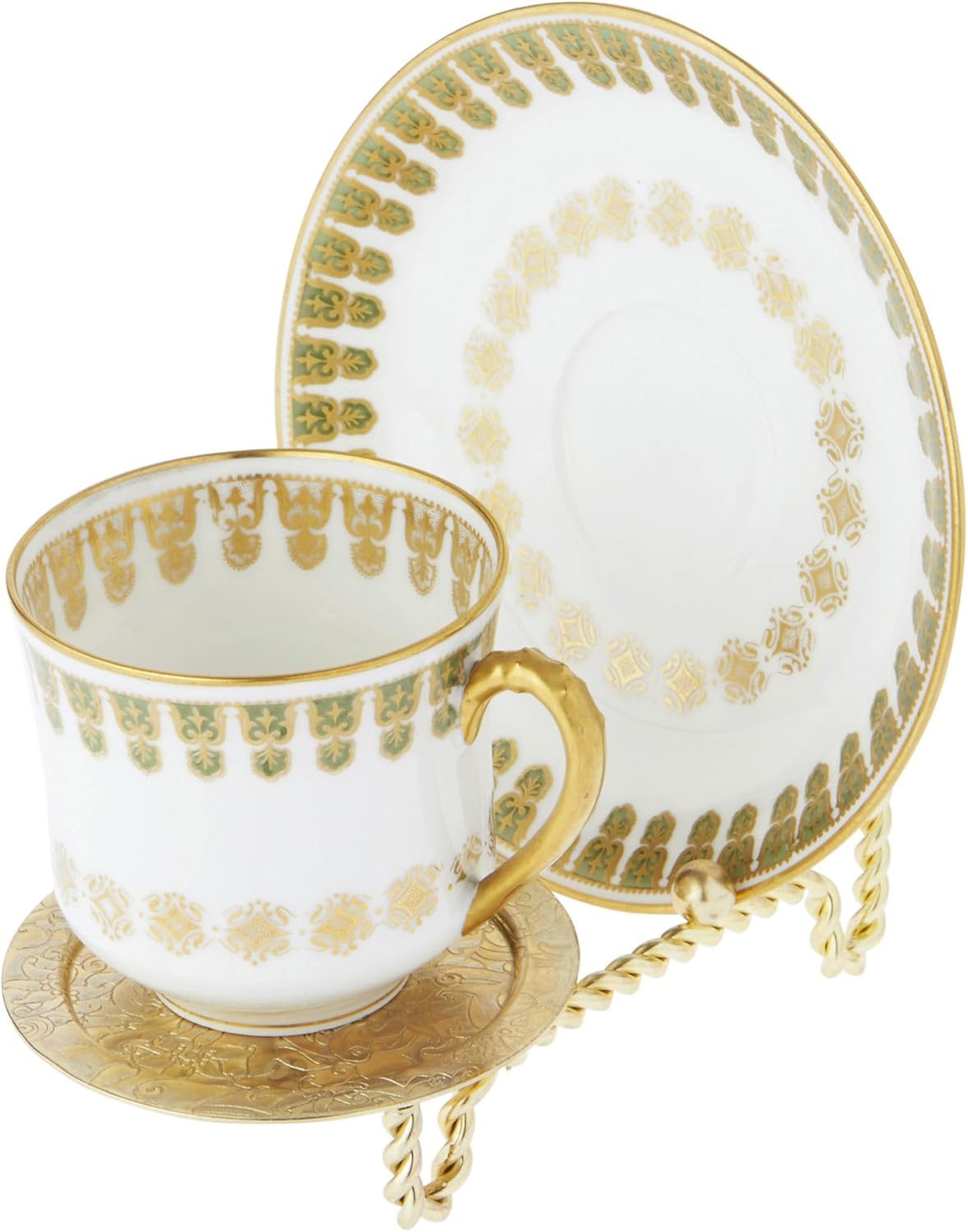 Bard's Ornate Twisted Shiny Gold-toned Cup and Saucer Stand, 3" H x 2.75" W x 4" D, Pack of 2