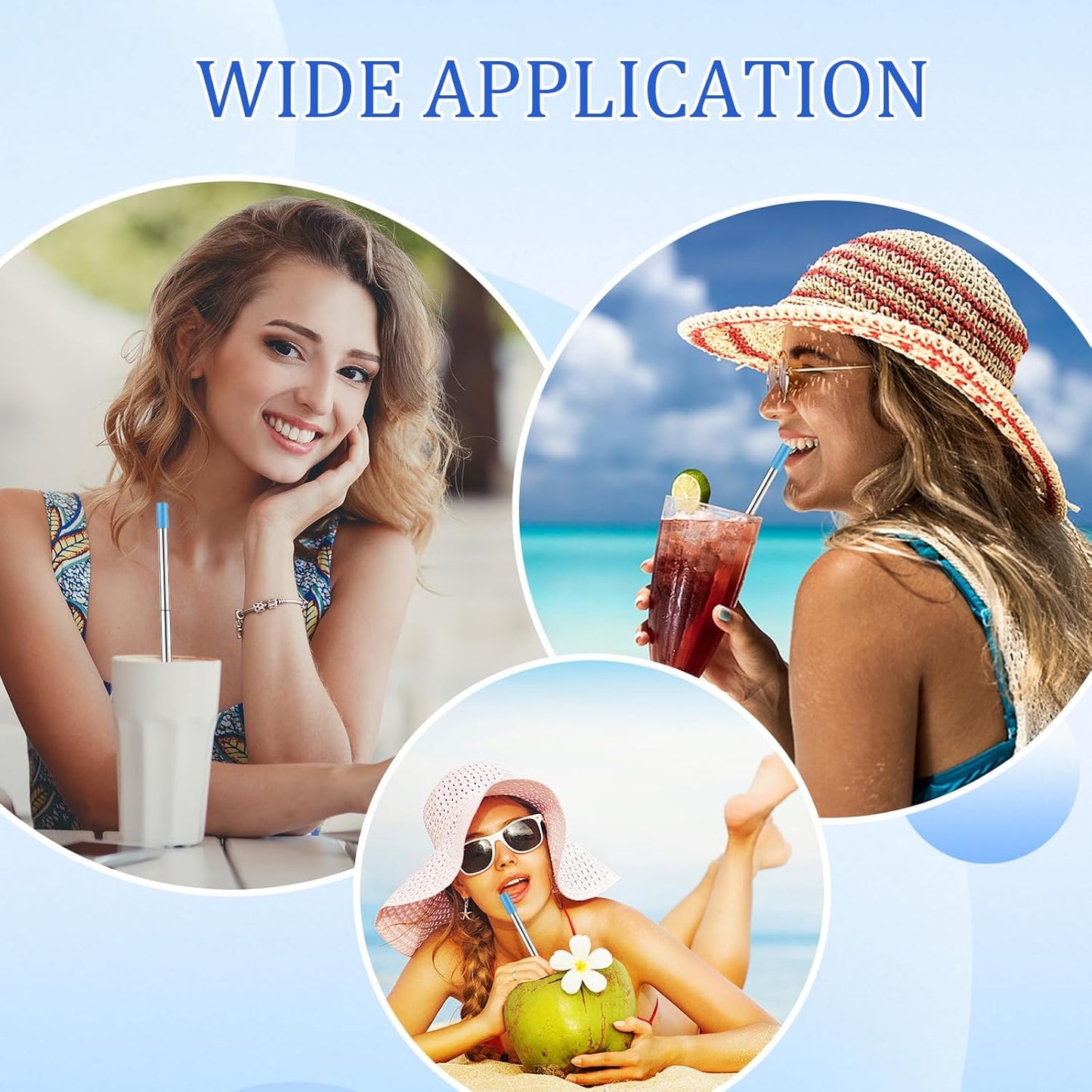 4 Pack Reusable Metal Straws Collapsible Stainless Steel Drinking Straw Travel Portable Telescopic Straw with Case for Cruise Ship Essentials Black-Rose Gold-Silver-Turquoise