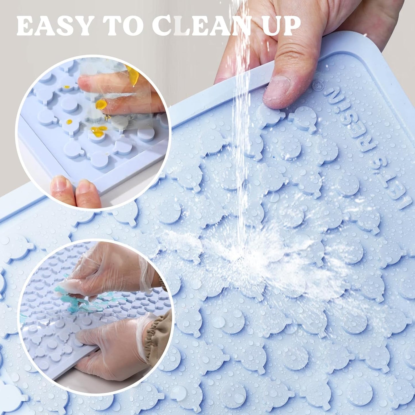 LET'S RESIN Premium Resin Collector Mat, 20" x 14"Large Easy Clean Silicone Mat for Crafts, Epoxy Resin,Placemat(Blue)
