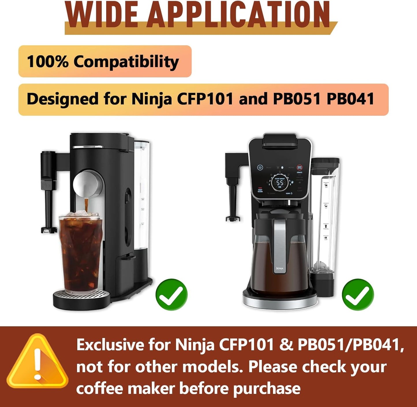 3 Pack Reusable Stainless Steel K Cup & Coffee Pods Filters for Ninja Coffee Maker, Compatible with Ninja CFP101, PB041 & PB051 Single Serve and Dual Brew Coffee Makers