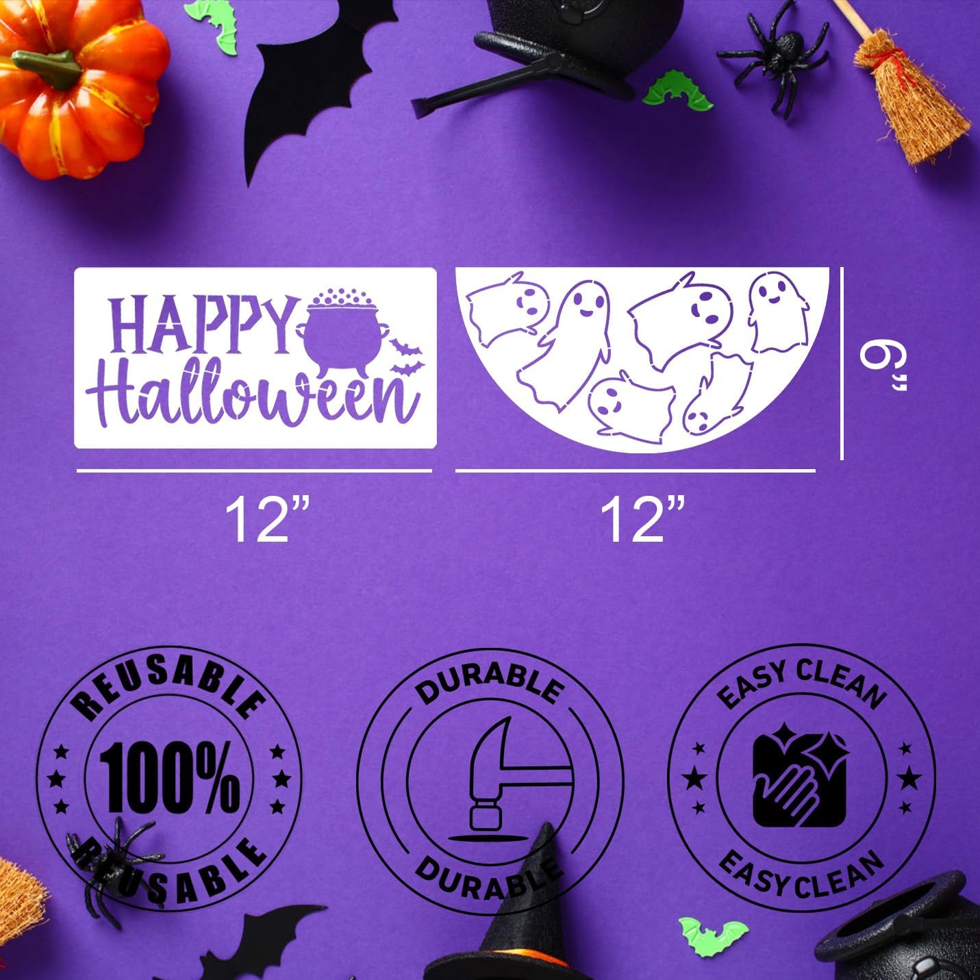 Halloween Stencils for Painting on Wood 12” Halloween Stencil Hey Boo Trick or Treat Hocus Pocus Templates for Door Hanger Porch Sign Shirt Painting