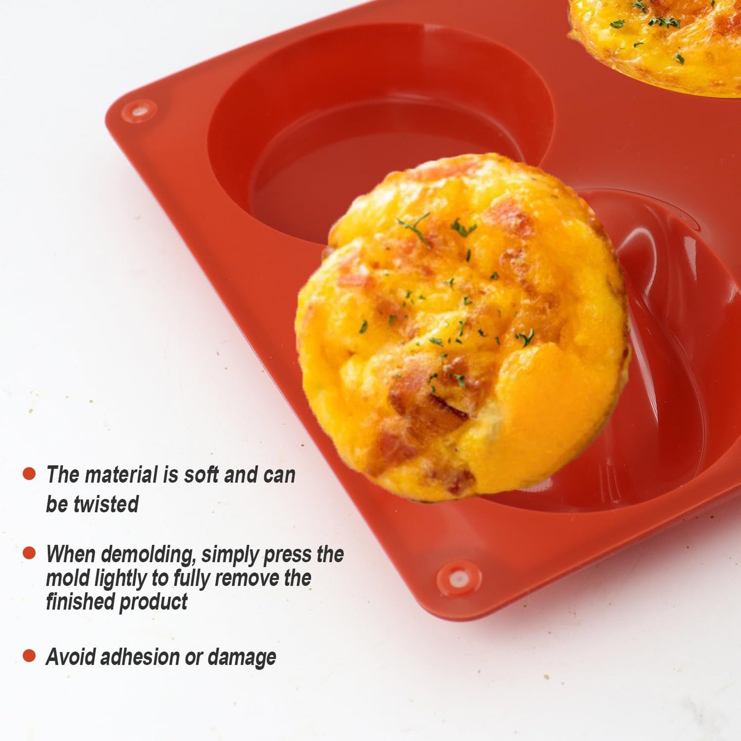 3-Pack Silicone Egg Molds - 3x0.7 Inch Round English Muffin & Breakfast Sandwich Maker, Reusable Non-Stick Baking Pan for Egg Patties, Whoopie Pies, Oven Safe