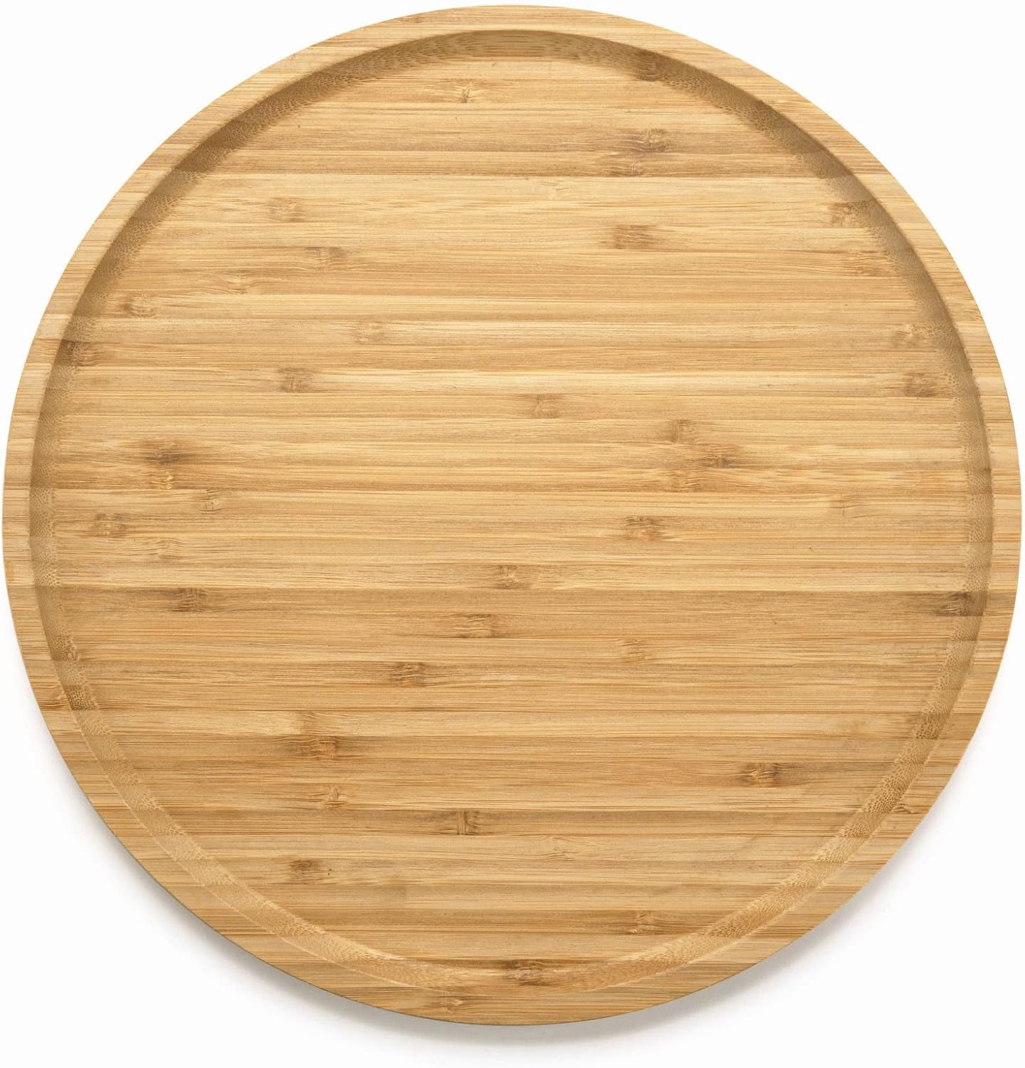 Round Bamboo Tray, Wood Serving Tray, Wooden Platter, Wood Charcuterie Board, Decorative Tray for Coffee Table, 11.8 inch