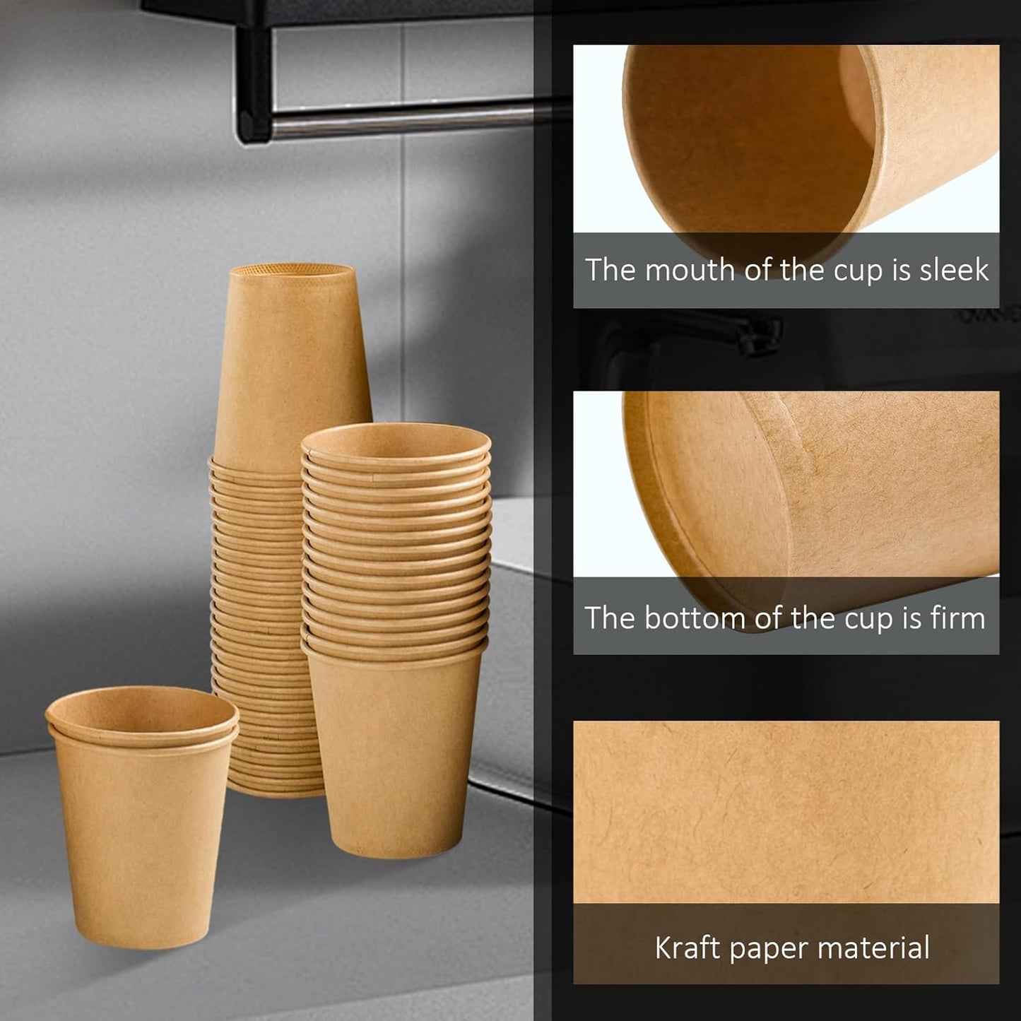 300 Pack 5 oz Paper Cups, Disposable Kraft Bathroom Cups 5 Ounce, Espresso Coffee Hot/Cold Beverage Cups for Home, Kitchen, Party