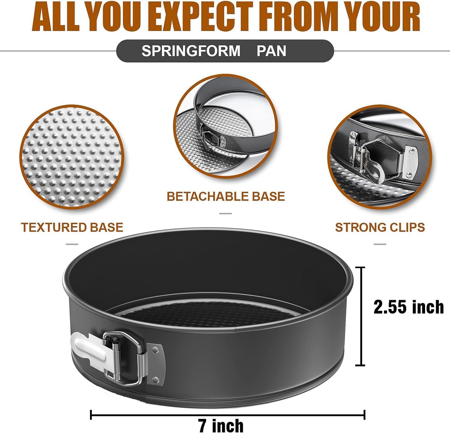 7 Inch Springform Pan Round Non Stick Cheesecake Pan Durable Baking Cake Pans with Removable Bottom Cake Molds for Baking