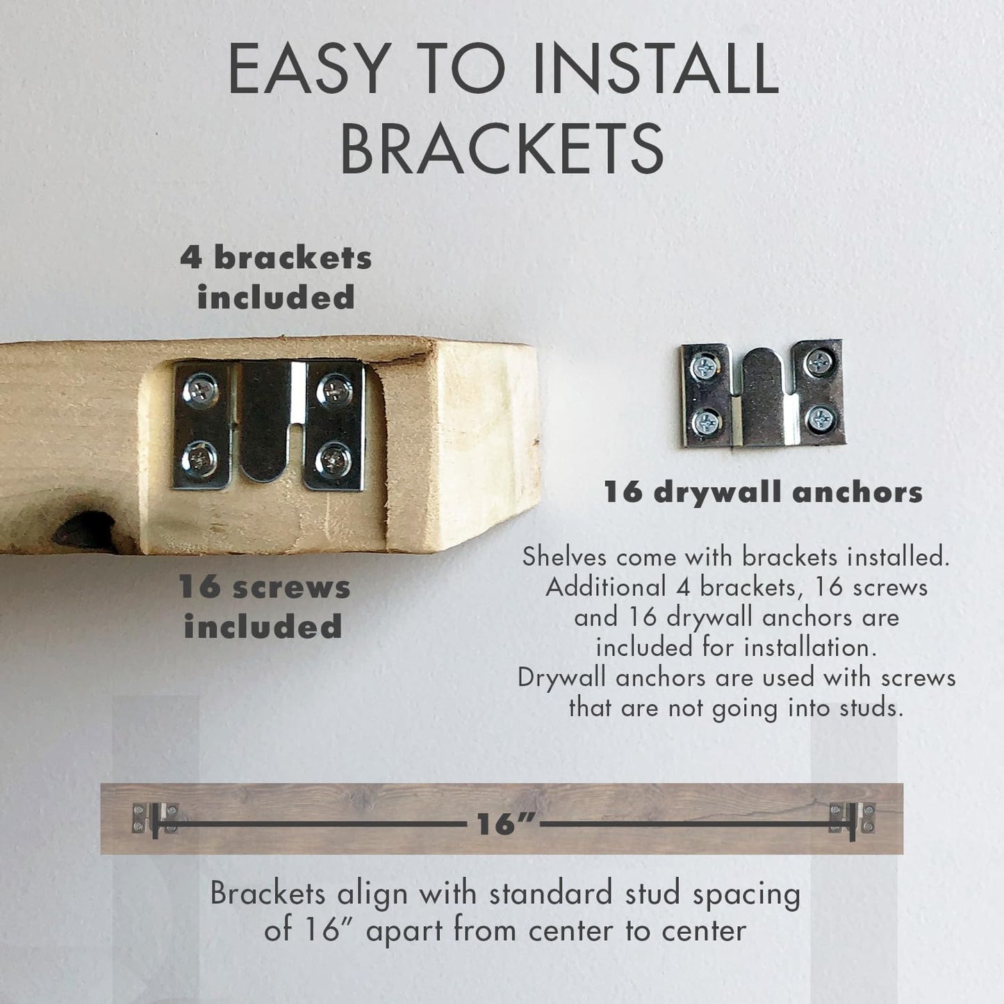 Urban Legacy Reclaimed Barnwood Planks | Floating Shelves for Wall w/Flush Mount Shelf Bracket Set Included | Set of 2 (White Wash, 40"x 4.5"x 2")