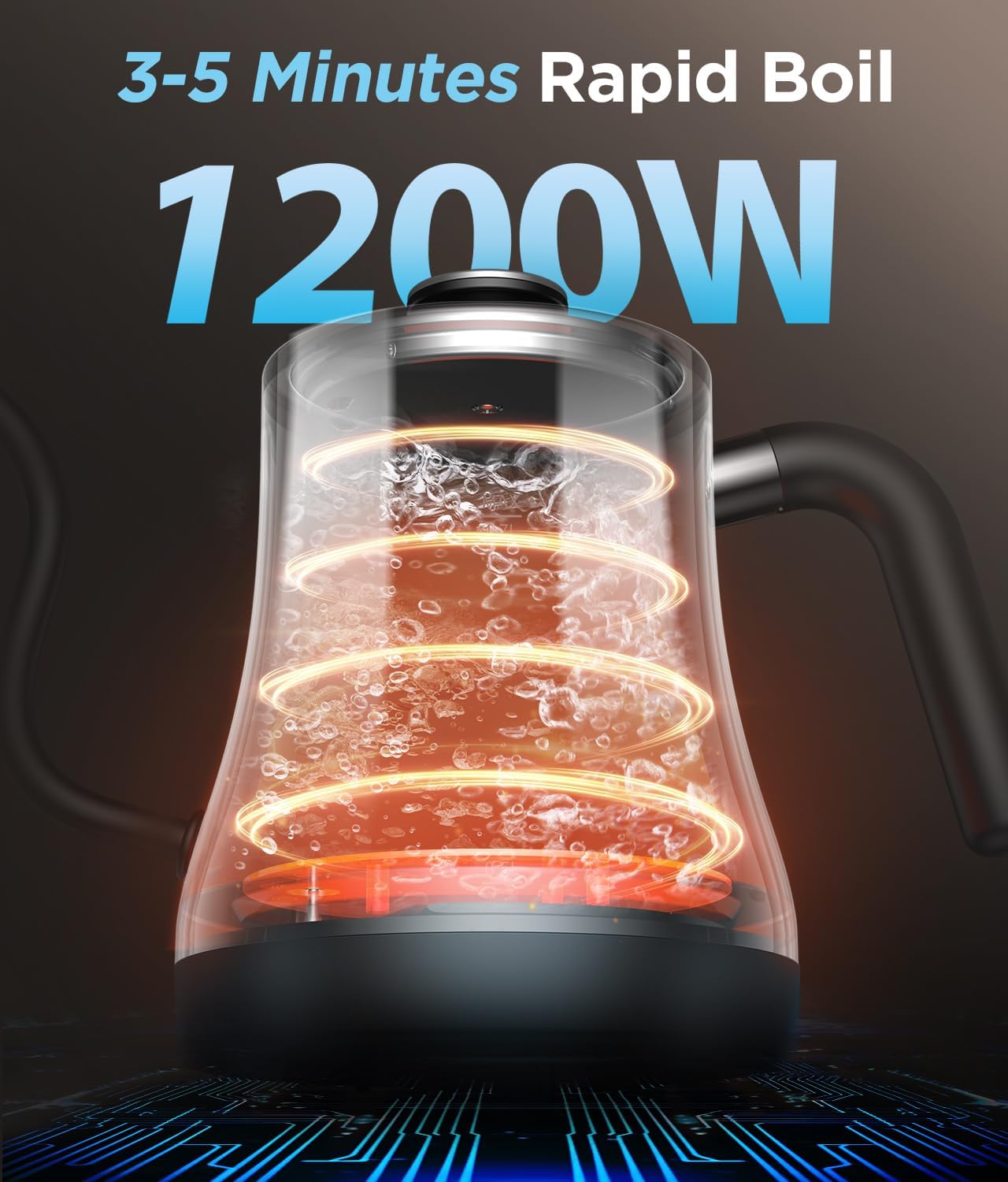 Gooseneck Electric Kettle with Temperature Control, 27oz/0.8L Fast Heat Electric Kettle for Pour Over Coffee/Tea, Auto Shut Off & Boil-Dry Protection, 4hrs Keep Warm, Stainless Steel Inner,Matte Black