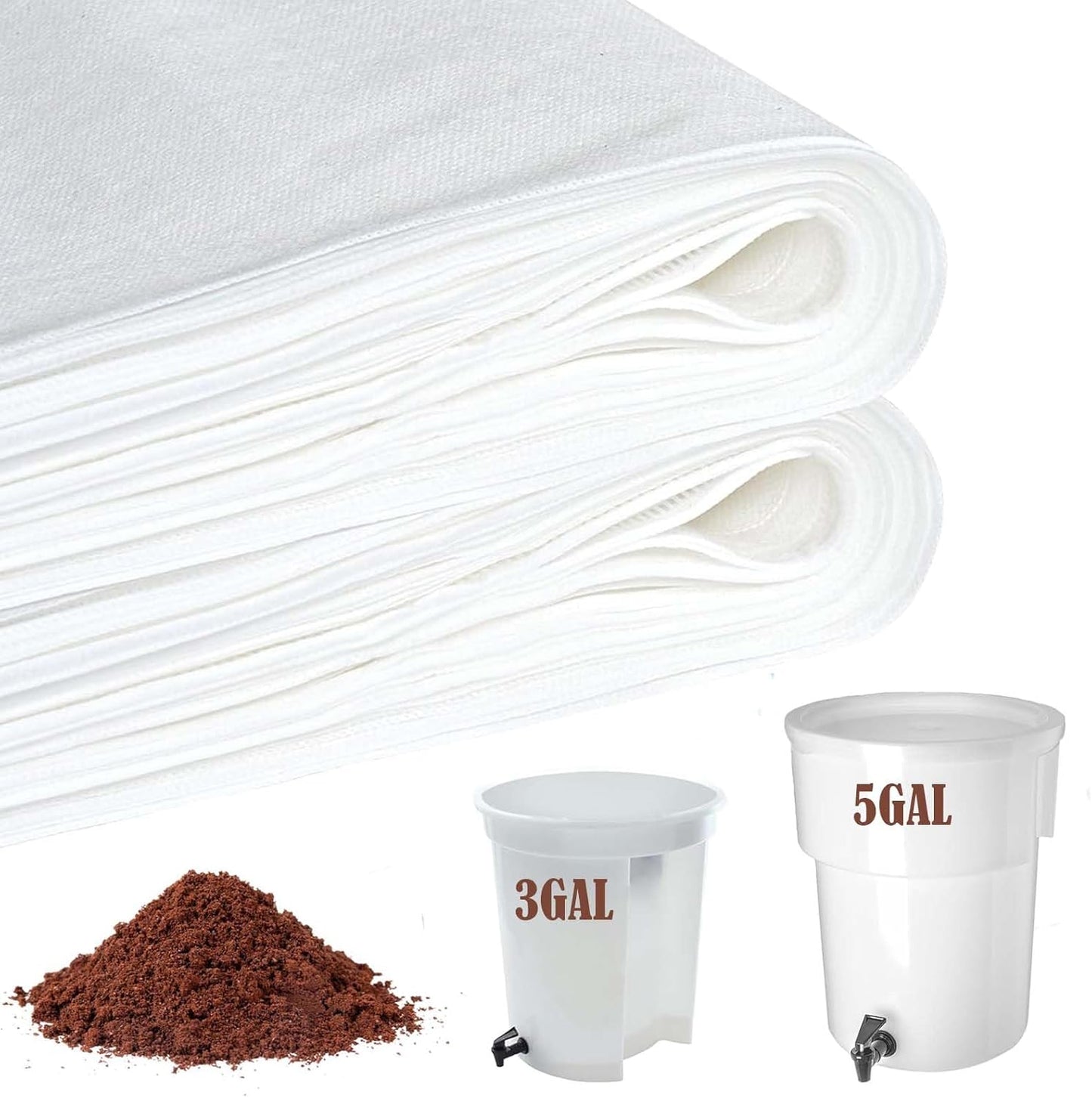 50 Pcs Commercial Cold Brew Coffee Filters, 20" x 20" Brew Bags For Commercial Cold Brew Coffee Makers and 5 Gallon Buckets, Disposable Coffee Filter Bags with Drawstring for Brew Up to 5 lbs Coffee