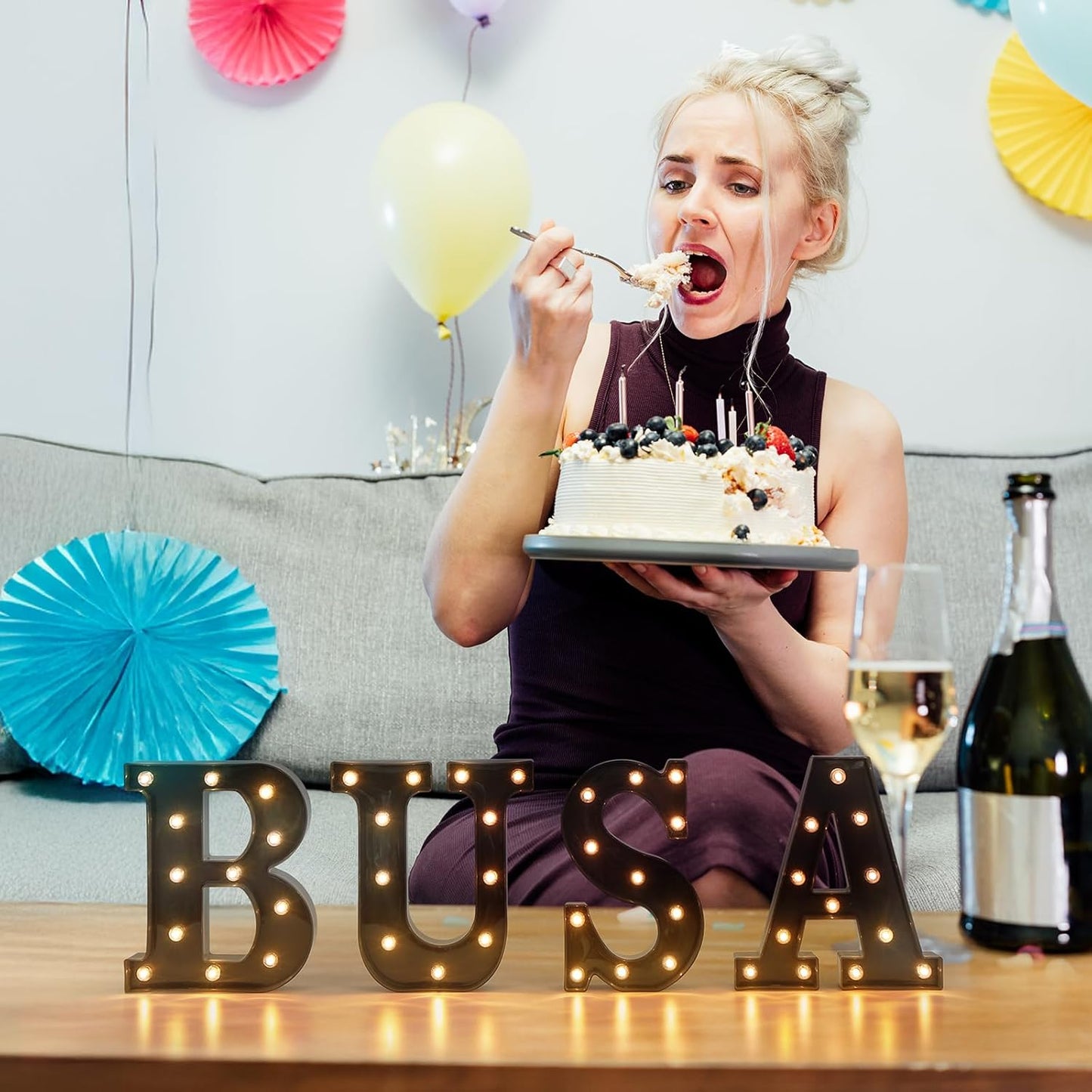 Foaky Black LED Letter Lights for Room Decor - Bedroom Wall Decor, Alphabet Lights for Home, Wedding, Party - Battery Operated （F）