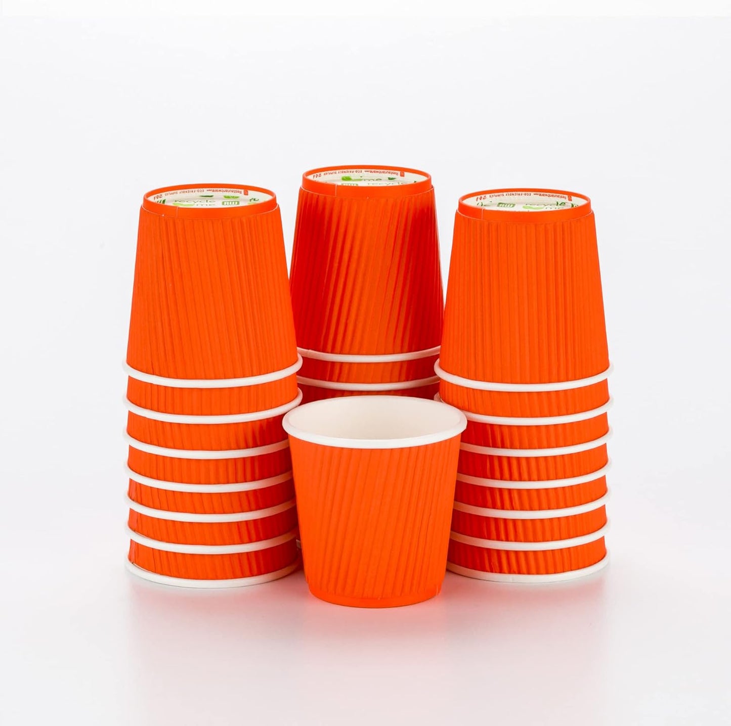 Restaurantware 4 Ounce Paper Cups, Pack of 25 Ripple Wall Disposable Cups â€“ Leakproof, Recyclable, Tangerine Insulated Hot Beverage Holders, with Matching Lids Available for Purchase Separately