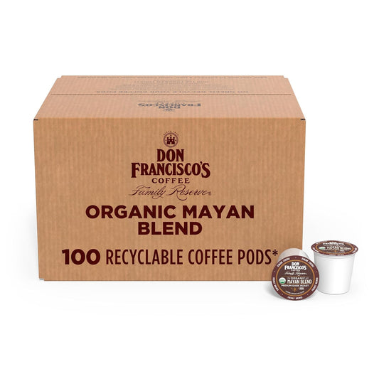 Don Francisco's Organic Mayan Blend Coffee - 100 K-Cup Compatible Single-Serve Pods - 100% Arabica - Bold Flavor with Floral Aroma and Chocolate Hints - Compatible with Keurig Brewers
