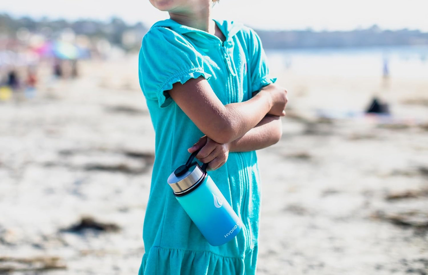 HYDRO CELL Stainless Steel Insulated Water Bottle with Straw - For Cold & Hot Drinks - Metal Vacuum Flask with Screw Cap and Modern Leakproof Sport Thermos for Adults (Teal/Blue 14oz)