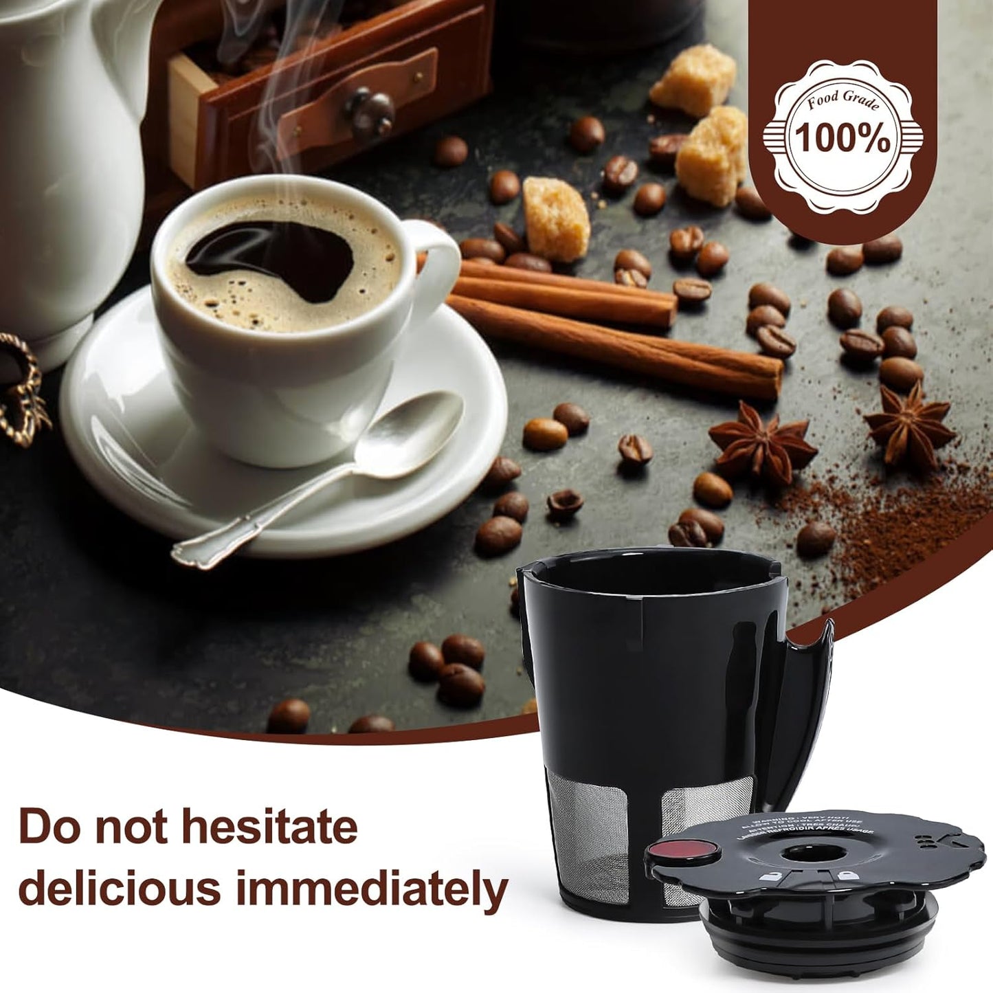 6-Pack Sikawai Fit for 119367 Reusable Coffee Keurig Filter Replacement Part K200 K250 K300 K350- Reusable K Cups for Keurig K-cup 2.0 Series Keurig Reusable Coffee Pods with Cleaning Brush