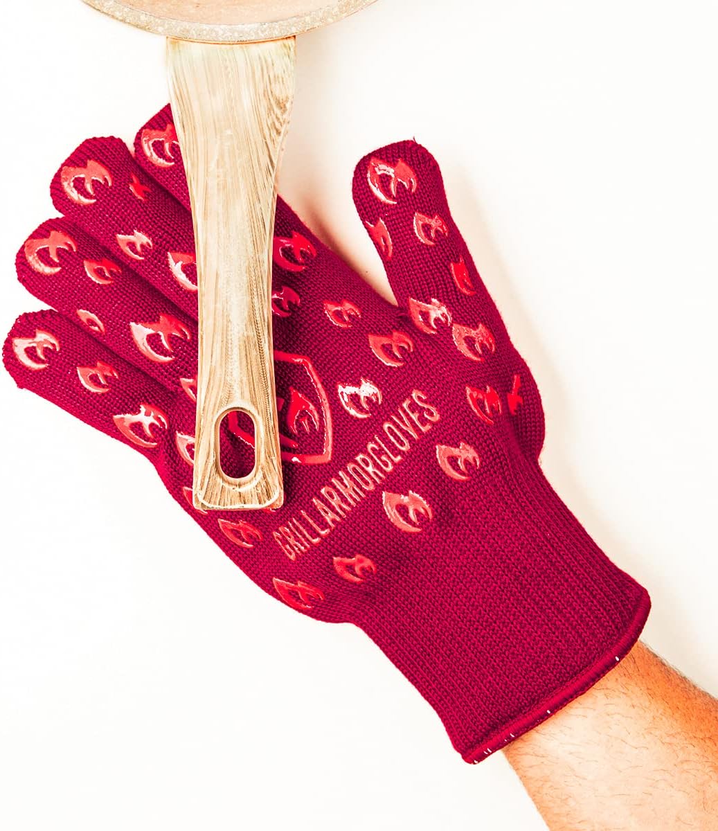 Grill Armor Oven Gloves 932°F Extreme Heat & Cut Resistant Oven Mitts with Fingers for BBQ, Cooking, Grilling, Baking – Accessory for Smoker, Cast Iron, Fire Pit, Camping, Fireplace and More